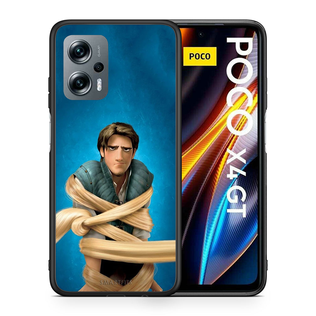 Θήκη Αγίου Βαλεντίνου Xiaomi Poco X4 GT Tangled 1 από τη Smartfits με σχέδιο στο πίσω μέρος και μαύρο περίβλημα | Xiaomi Poco X4 GT Tangled 1 case with colorful back and black bezels