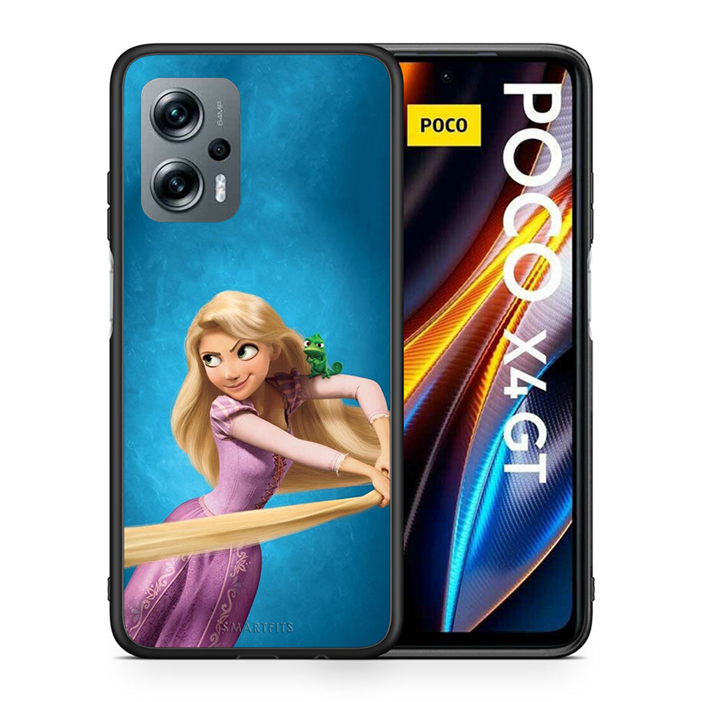 Θήκη Αγίου Βαλεντίνου Xiaomi Poco X4 GT Tangled 2 από τη Smartfits με σχέδιο στο πίσω μέρος και μαύρο περίβλημα | Xiaomi Poco X4 GT Tangled 2 case with colorful back and black bezels