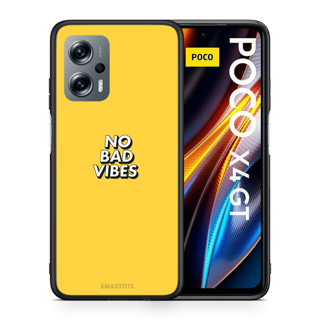 Θήκη Xiaomi Poco X4 GT Vibes Text από τη Smartfits με σχέδιο στο πίσω μέρος και μαύρο περίβλημα | Xiaomi Poco X4 GT Vibes Text case with colorful back and black bezels