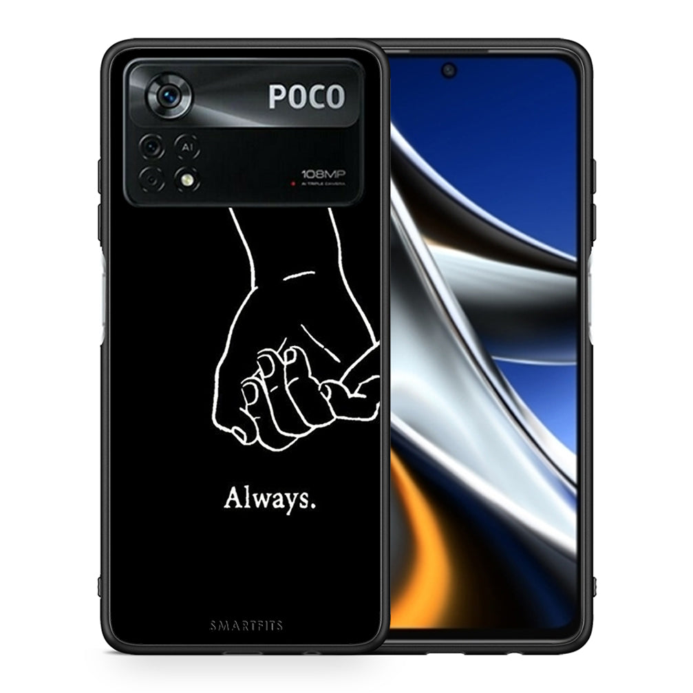Θήκη Αγίου Βαλεντίνου Xiaomi Poco X4 Pro 5G Always & Forever 1 από τη Smartfits με σχέδιο στο πίσω μέρος και μαύρο περίβλημα | Xiaomi Poco X4 Pro 5G Always & Forever 1 case with colorful back and black bezels