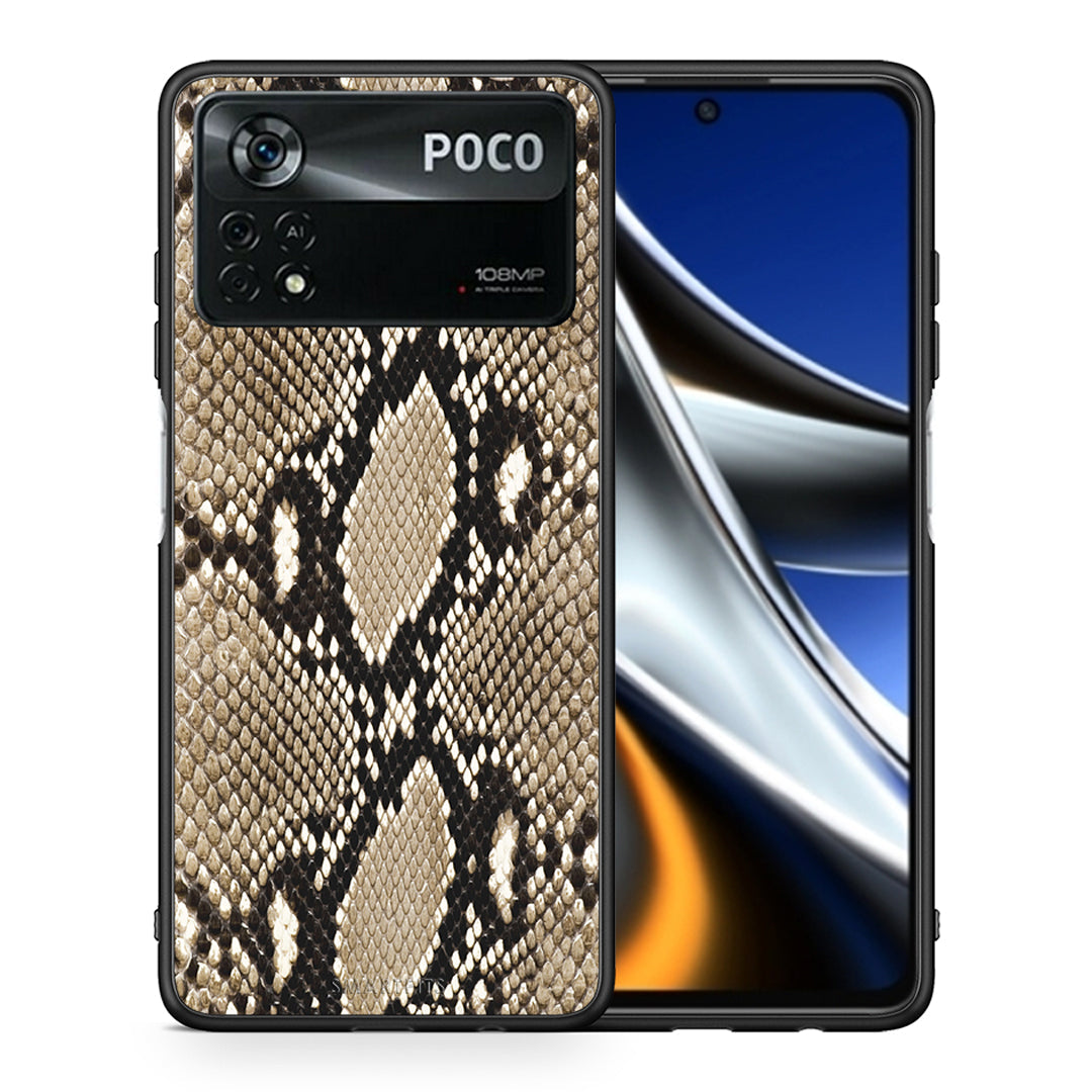 Θήκη Xiaomi Poco X4 Pro 5G Fashion Snake Animal από τη Smartfits με σχέδιο στο πίσω μέρος και μαύρο περίβλημα | Xiaomi Poco X4 Pro 5G Fashion Snake Animal case with colorful back and black bezels