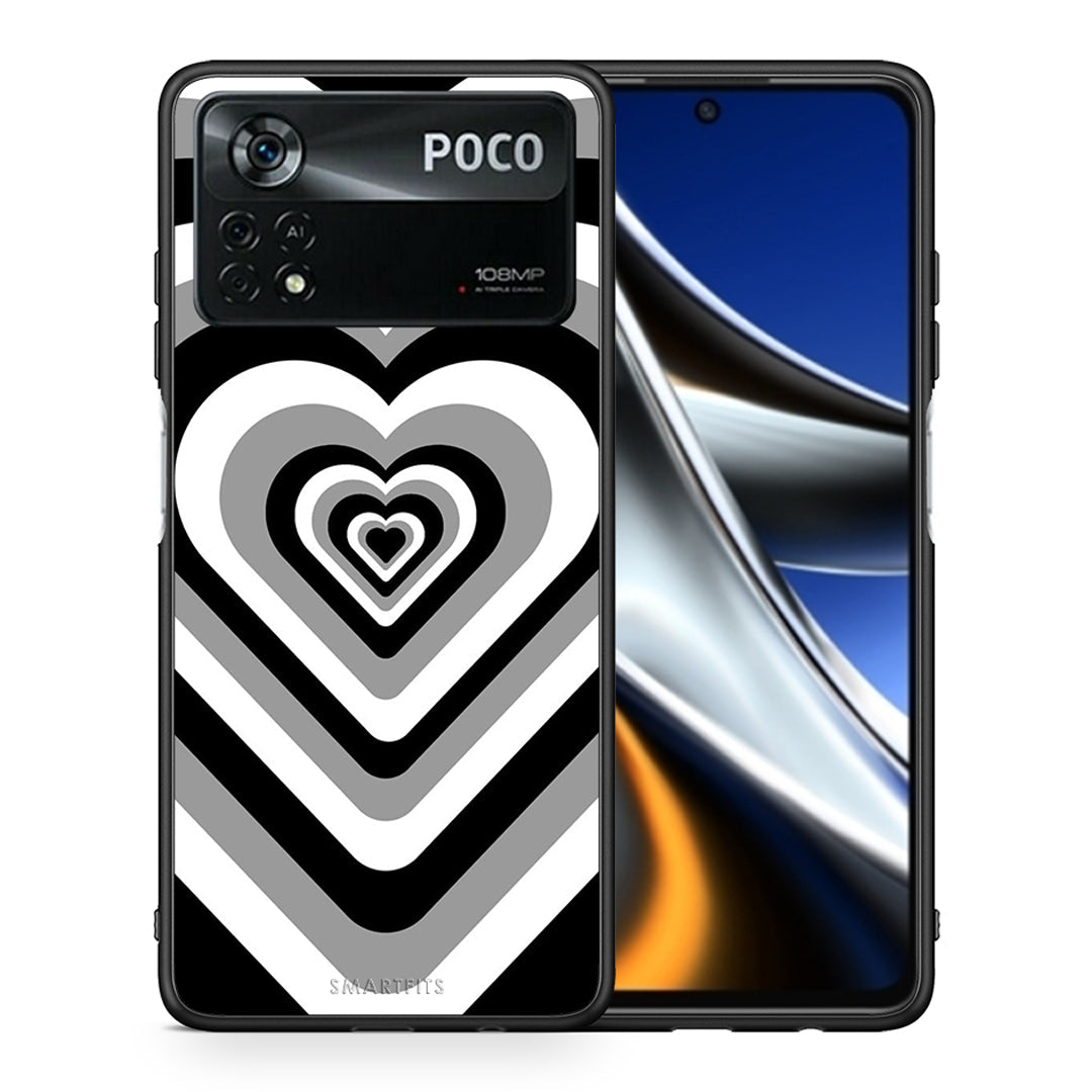 Θήκη Xiaomi Poco X4 Pro 5G Black Hearts από τη Smartfits με σχέδιο στο πίσω μέρος και μαύρο περίβλημα | Xiaomi Poco X4 Pro 5G Black Hearts case with colorful back and black bezels