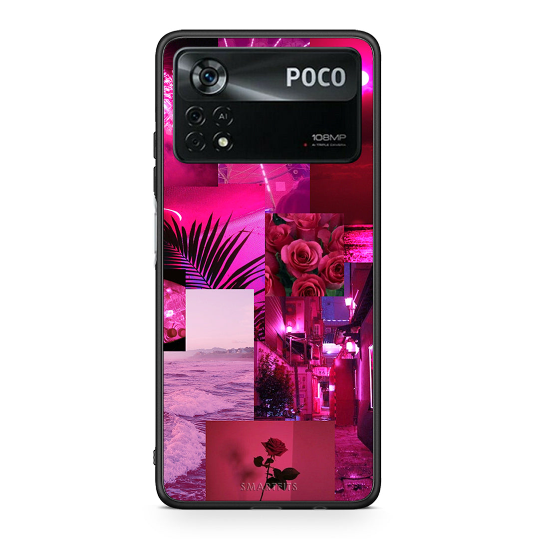 Xiaomi Poco X4 Pro 5G Collage Red Roses Θήκη Αγίου Βαλεντίνου από τη Smartfits με σχέδιο στο πίσω μέρος και μαύρο περίβλημα | Smartphone case with colorful back and black bezels by Smartfits