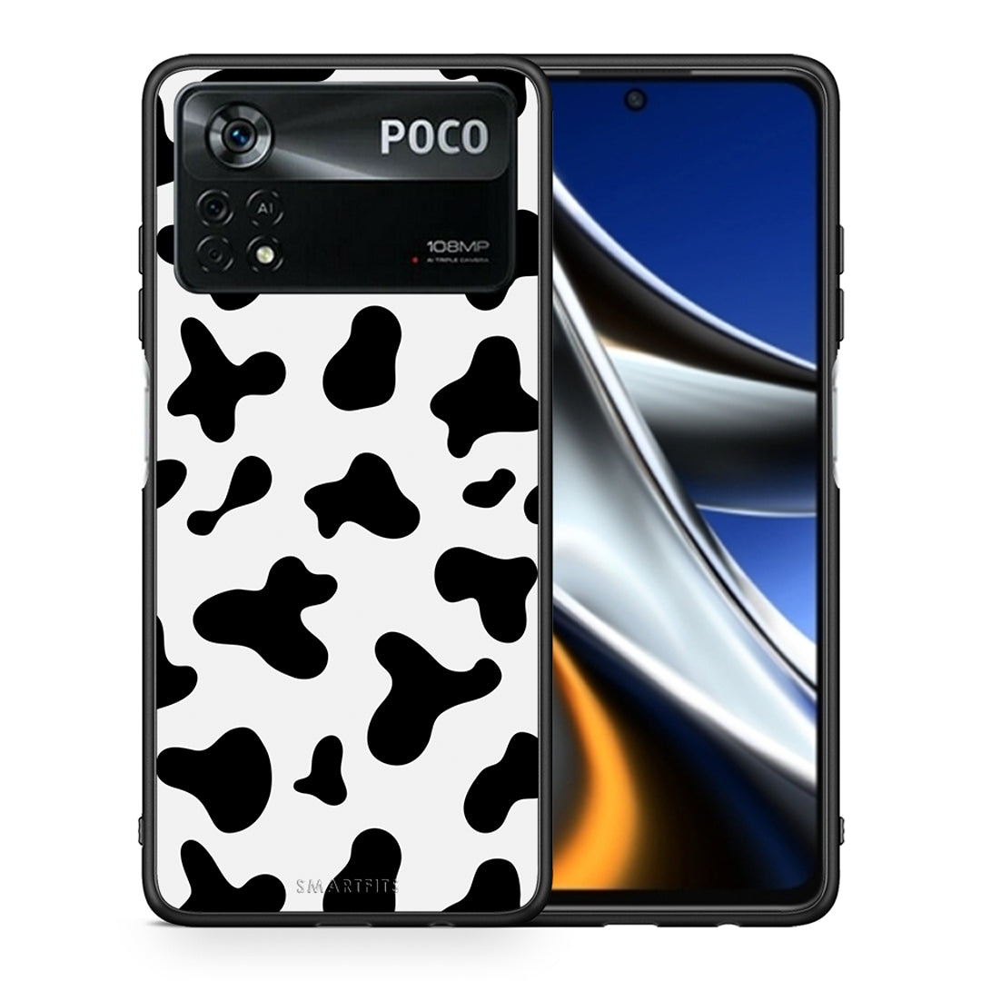 Θήκη Xiaomi Poco X4 Pro 5G Cow Print από τη Smartfits με σχέδιο στο πίσω μέρος και μαύρο περίβλημα | Xiaomi Poco X4 Pro 5G Cow Print case with colorful back and black bezels