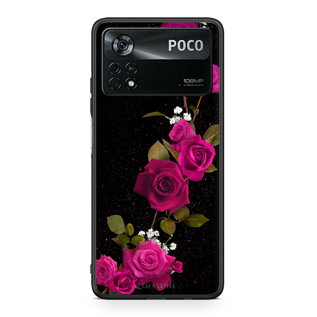 4 - Xiaomi Poco X4 Pro 5G Red Roses Flower case, cover, bumper