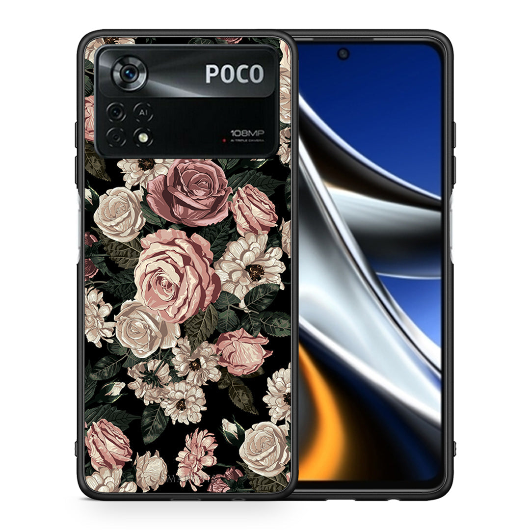 Θήκη Xiaomi Poco X4 Pro 5G Wild Roses Flower από τη Smartfits με σχέδιο στο πίσω μέρος και μαύρο περίβλημα | Xiaomi Poco X4 Pro 5G Wild Roses Flower case with colorful back and black bezels