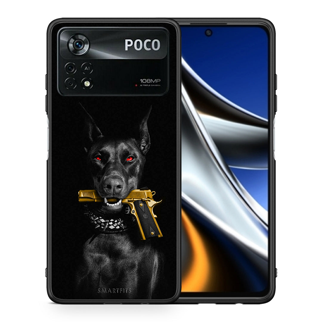 Θήκη Αγίου Βαλεντίνου Xiaomi Poco X4 Pro 5G Golden Gun από τη Smartfits με σχέδιο στο πίσω μέρος και μαύρο περίβλημα | Xiaomi Poco X4 Pro 5G Golden Gun case with colorful back and black bezels