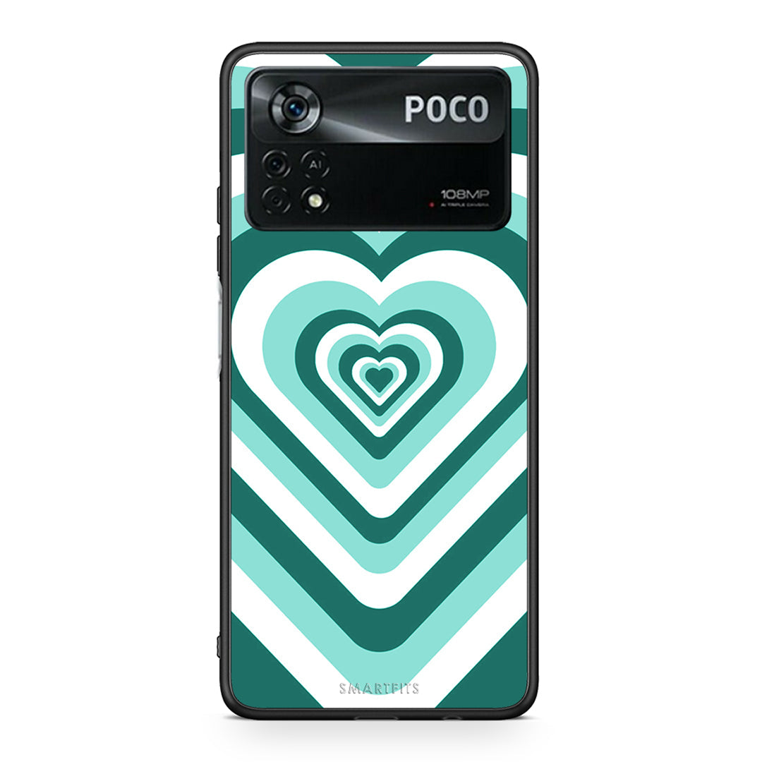 Xiaomi Poco X4 Pro 5G Green Hearts θήκη από τη Smartfits με σχέδιο στο πίσω μέρος και μαύρο περίβλημα | Smartphone case with colorful back and black bezels by Smartfits