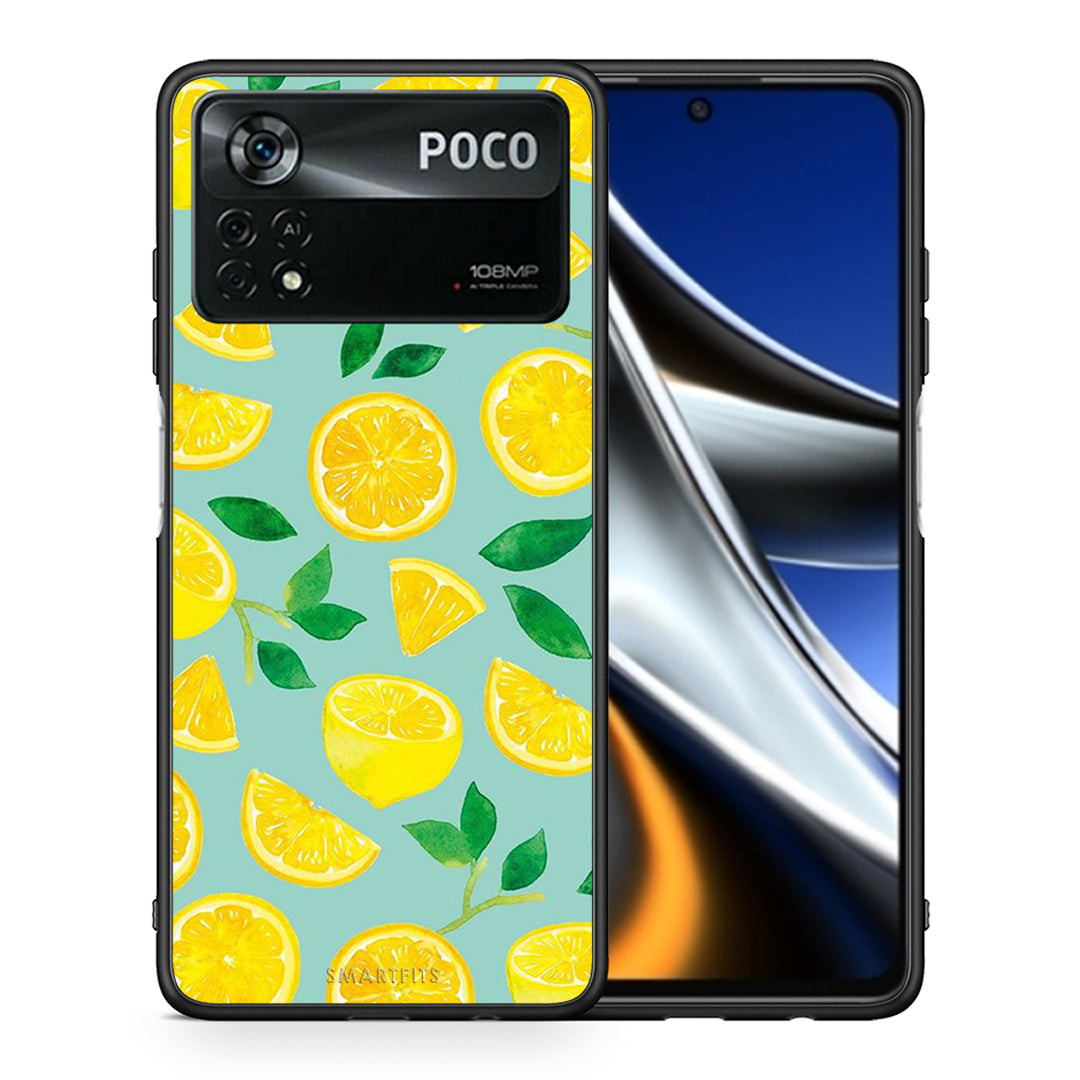 Θήκη Xiaomi Poco X4 Pro 5G Lemons από τη Smartfits με σχέδιο στο πίσω μέρος και μαύρο περίβλημα | Xiaomi Poco X4 Pro 5G Lemons case with colorful back and black bezels
