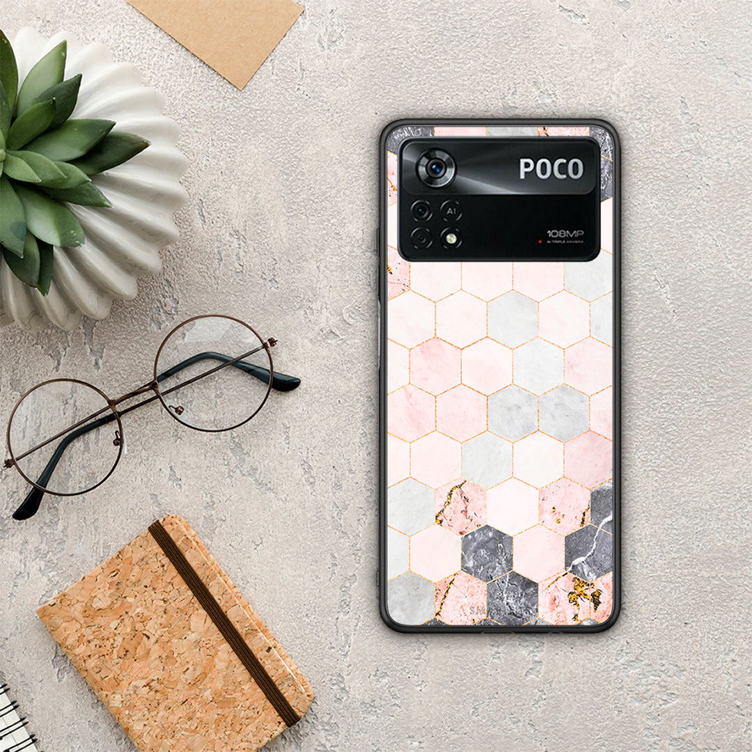 Marble Hexagon Pink - Xiaomi Poco X4 Pro 5G case