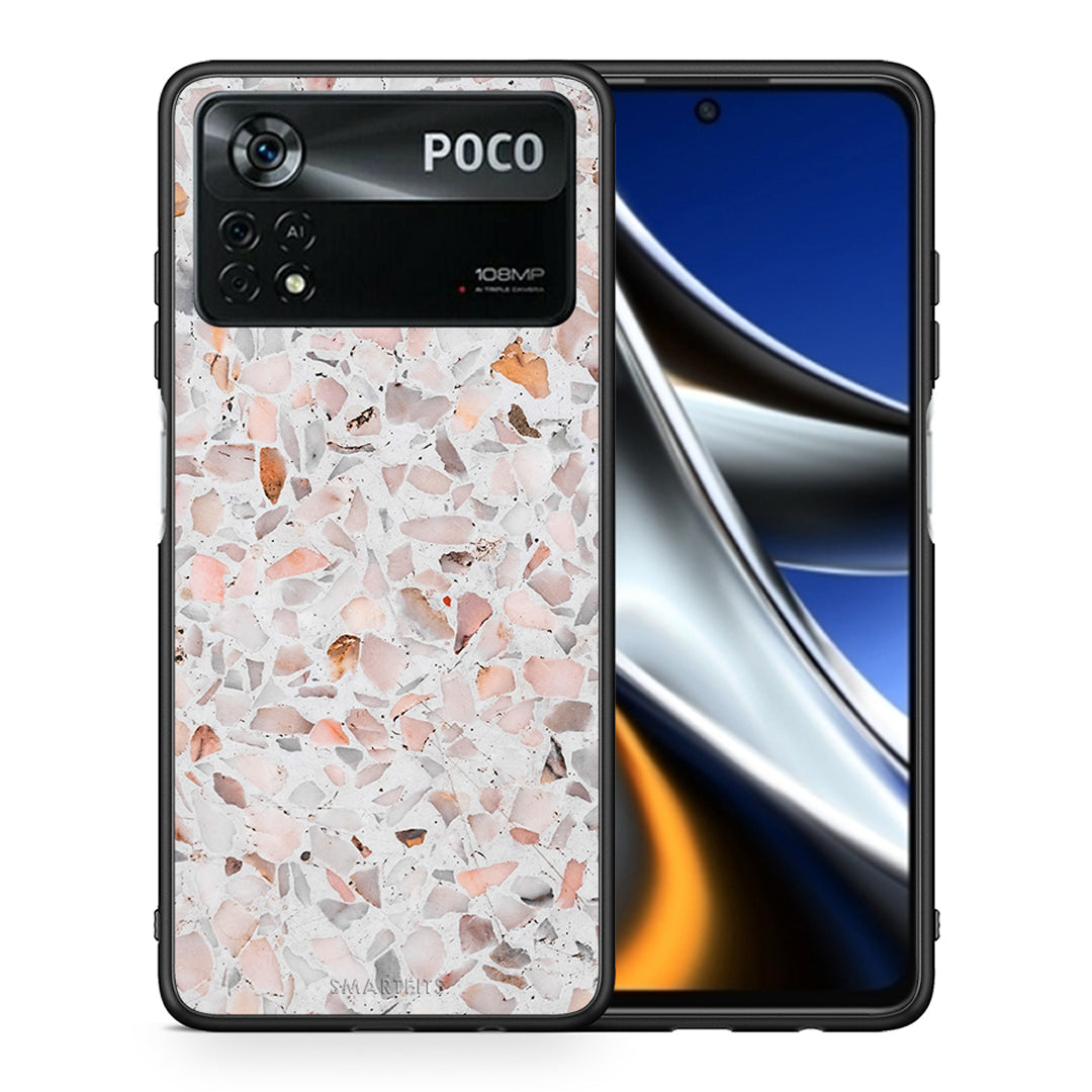 Θήκη Xiaomi Poco X4 Pro 5G Marble Terrazzo από τη Smartfits με σχέδιο στο πίσω μέρος και μαύρο περίβλημα | Xiaomi Poco X4 Pro 5G Marble Terrazzo case with colorful back and black bezels