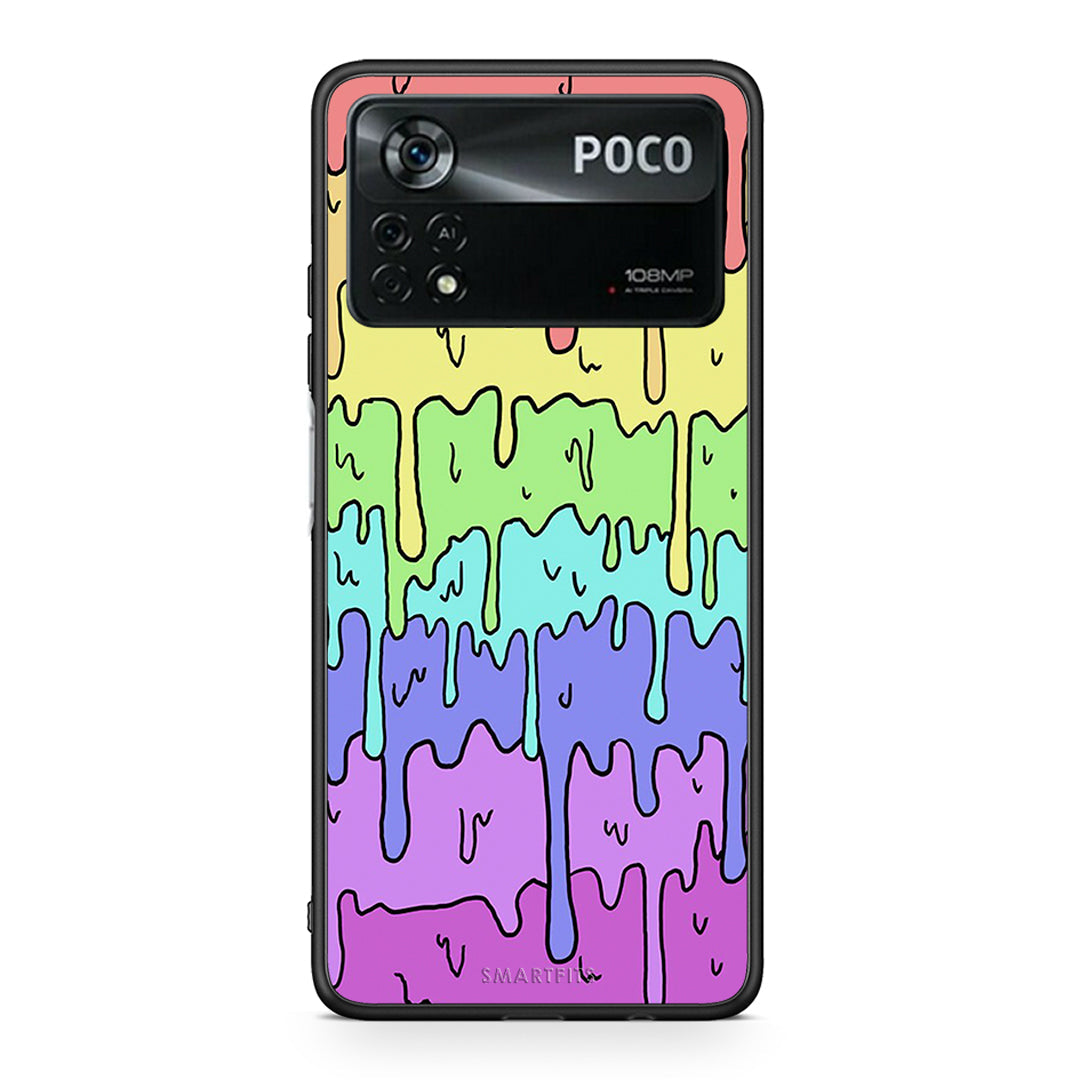 Xiaomi Poco X4 Pro 5G Melting Rainbow θήκη από τη Smartfits με σχέδιο στο πίσω μέρος και μαύρο περίβλημα | Smartphone case with colorful back and black bezels by Smartfits