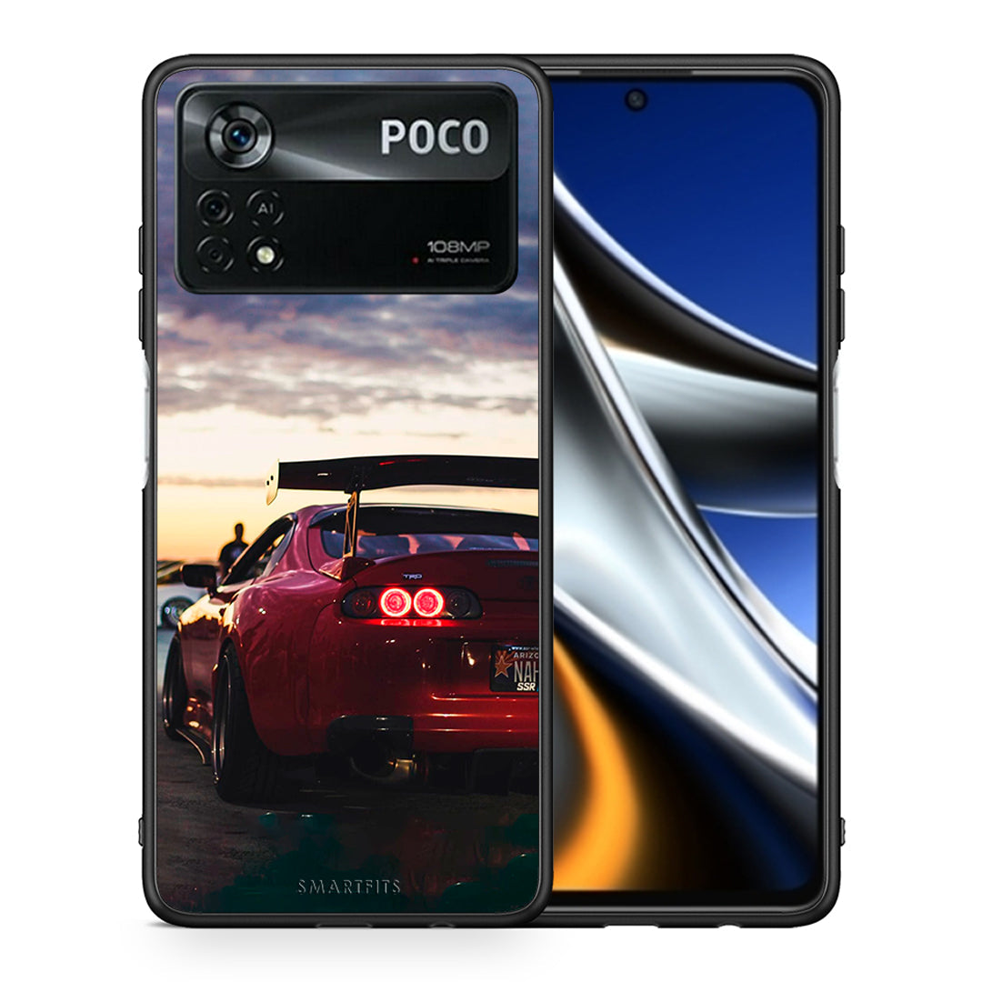 Θήκη Xiaomi Poco X4 Pro 5G Racing Supra από τη Smartfits με σχέδιο στο πίσω μέρος και μαύρο περίβλημα | Xiaomi Poco X4 Pro 5G Racing Supra case with colorful back and black bezels