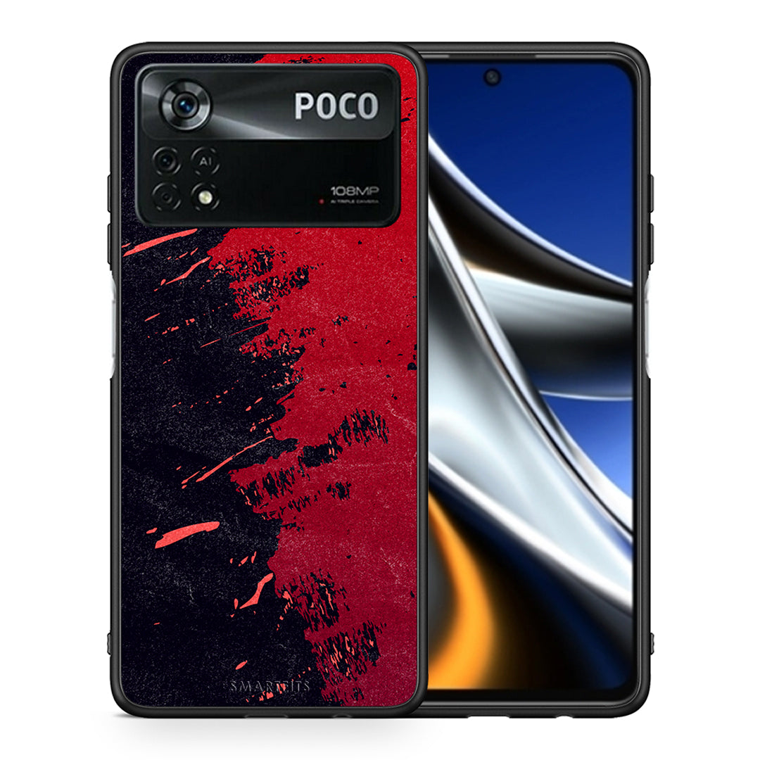 Θήκη Αγίου Βαλεντίνου Xiaomi Poco X4 Pro 5G Red Paint από τη Smartfits με σχέδιο στο πίσω μέρος και μαύρο περίβλημα | Xiaomi Poco X4 Pro 5G Red Paint case with colorful back and black bezels