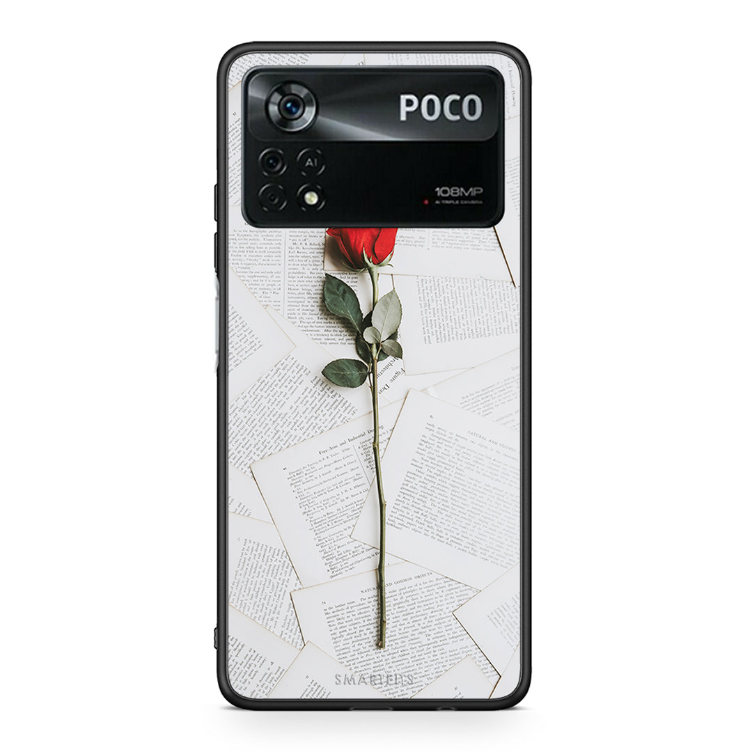 Xiaomi Poco X4 Pro 5G Red Rose θήκη από τη Smartfits με σχέδιο στο πίσω μέρος και μαύρο περίβλημα | Smartphone case with colorful back and black bezels by Smartfits