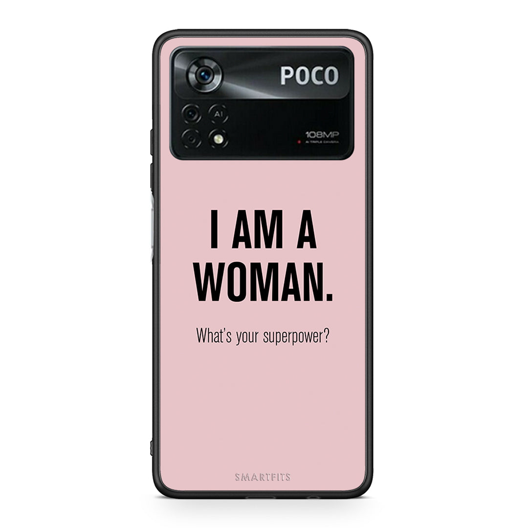 Xiaomi Poco X4 Pro 5G Superpower Woman θήκη από τη Smartfits με σχέδιο στο πίσω μέρος και μαύρο περίβλημα | Smartphone case with colorful back and black bezels by Smartfits