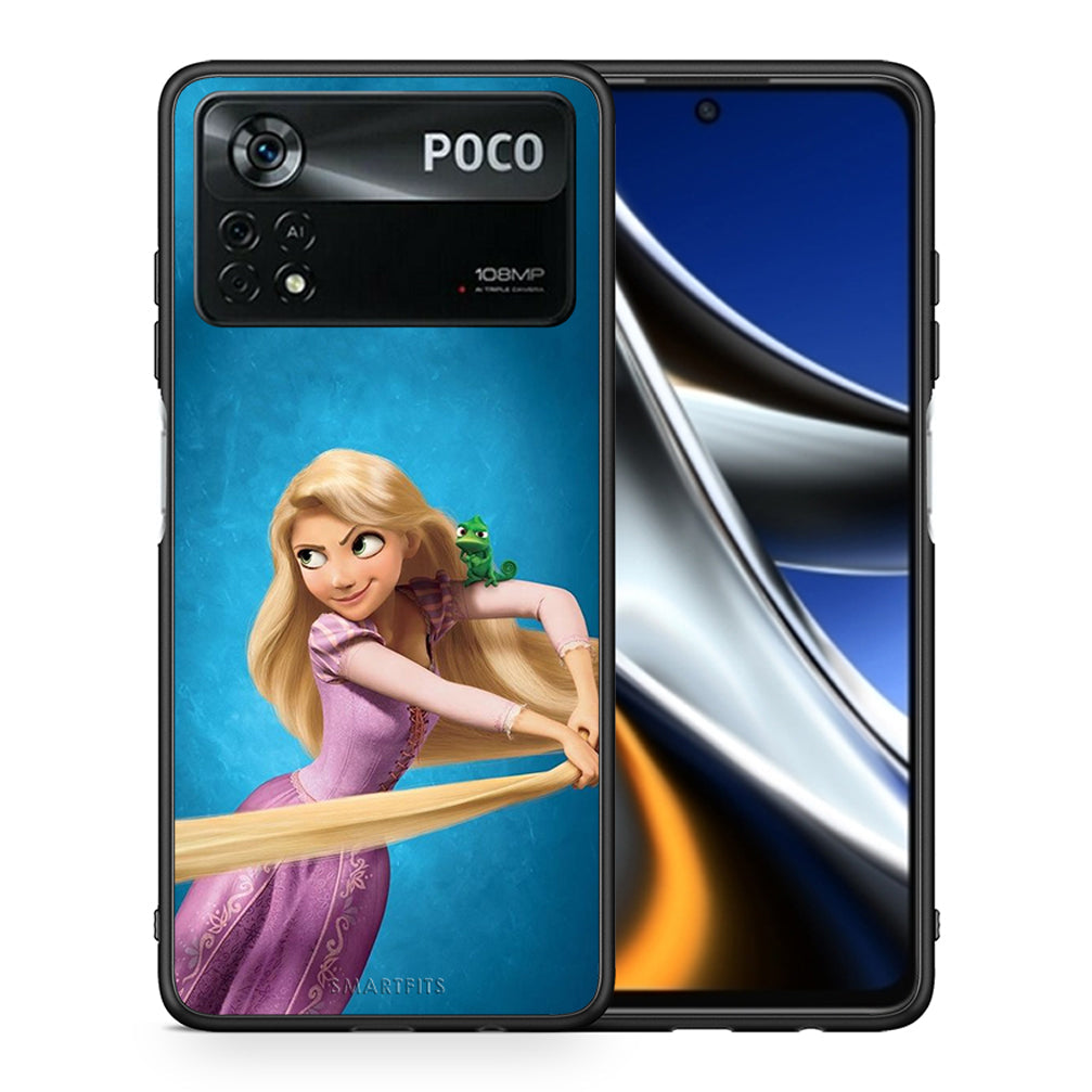 Θήκη Αγίου Βαλεντίνου Xiaomi Poco X4 Pro 5G Tangled 2 από τη Smartfits με σχέδιο στο πίσω μέρος και μαύρο περίβλημα | Xiaomi Poco X4 Pro 5G Tangled 2 case with colorful back and black bezels