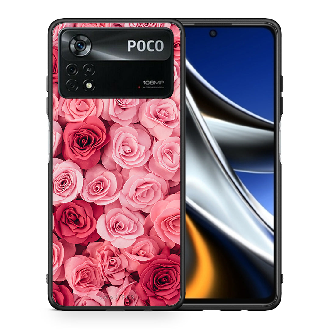 Θήκη Xiaomi Poco X4 Pro 5G RoseGarden Valentine από τη Smartfits με σχέδιο στο πίσω μέρος και μαύρο περίβλημα | Xiaomi Poco X4 Pro 5G RoseGarden Valentine case with colorful back and black bezels