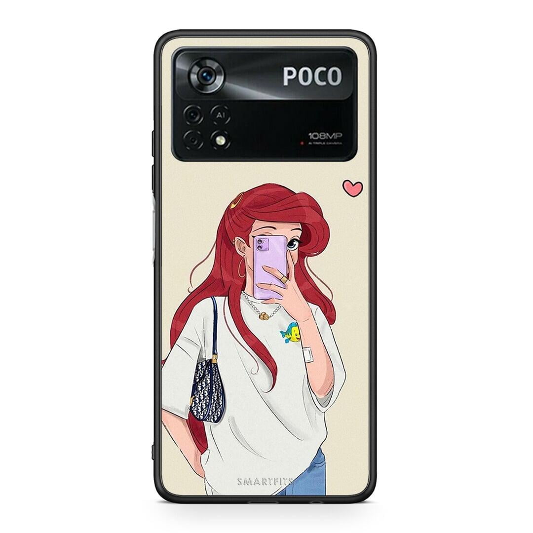 Xiaomi Poco X4 Pro 5G Walking Mermaid Θήκη από τη Smartfits με σχέδιο στο πίσω μέρος και μαύρο περίβλημα | Smartphone case with colorful back and black bezels by Smartfits