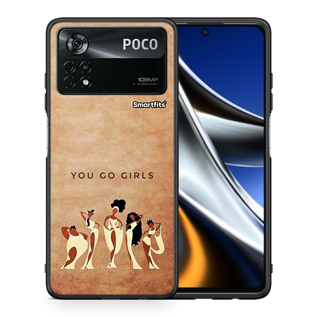 Θήκη Xiaomi Poco X4 Pro 5G You Go Girl από τη Smartfits με σχέδιο στο πίσω μέρος και μαύρο περίβλημα | Xiaomi Poco X4 Pro 5G You Go Girl case with colorful back and black bezels