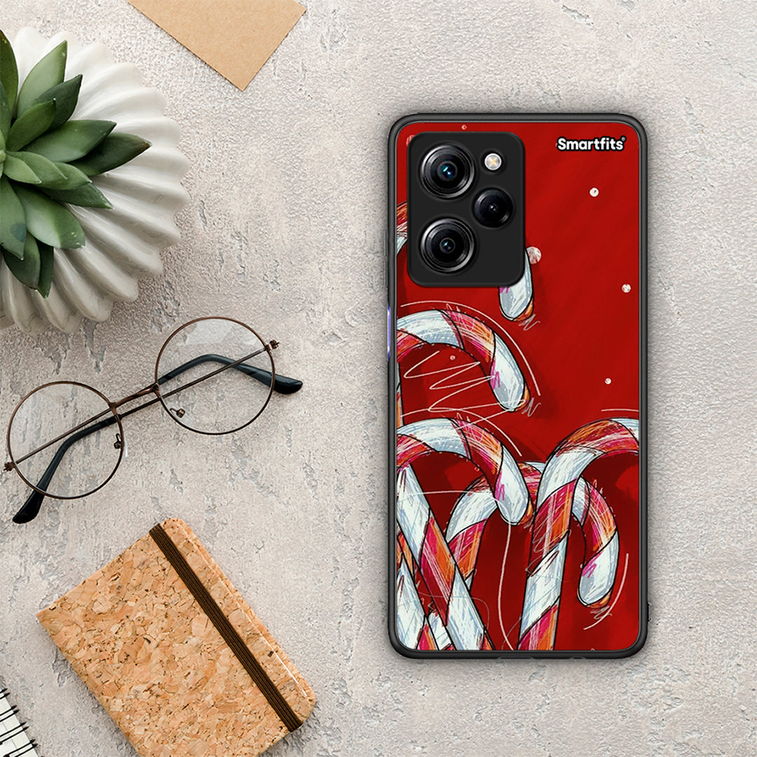 Θήκη Xiaomi Poco X5 Pro 5G Dual Candy Cane από τη Smartfits με σχέδιο στο πίσω μέρος και μαύρο περίβλημα | Xiaomi Poco X5 Pro 5G Dual Candy Cane Case with Colorful Back and Black Bezels