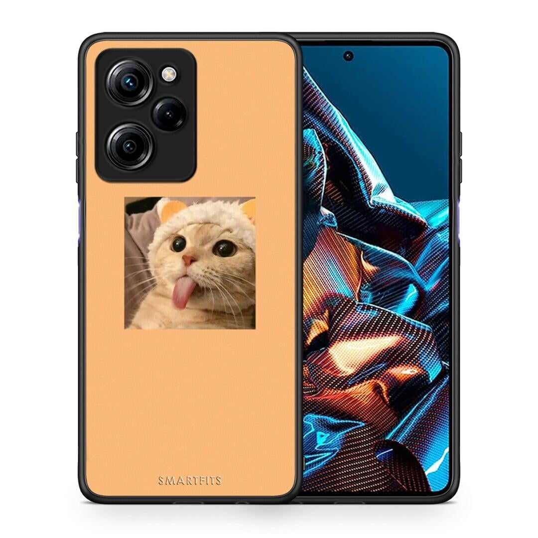 Θήκη Xiaomi Poco X5 Pro 5G Dual Cat Tongue από τη Smartfits με σχέδιο στο πίσω μέρος και μαύρο περίβλημα | Xiaomi Poco X5 Pro 5G Dual Cat Tongue Case with Colorful Back and Black Bezels