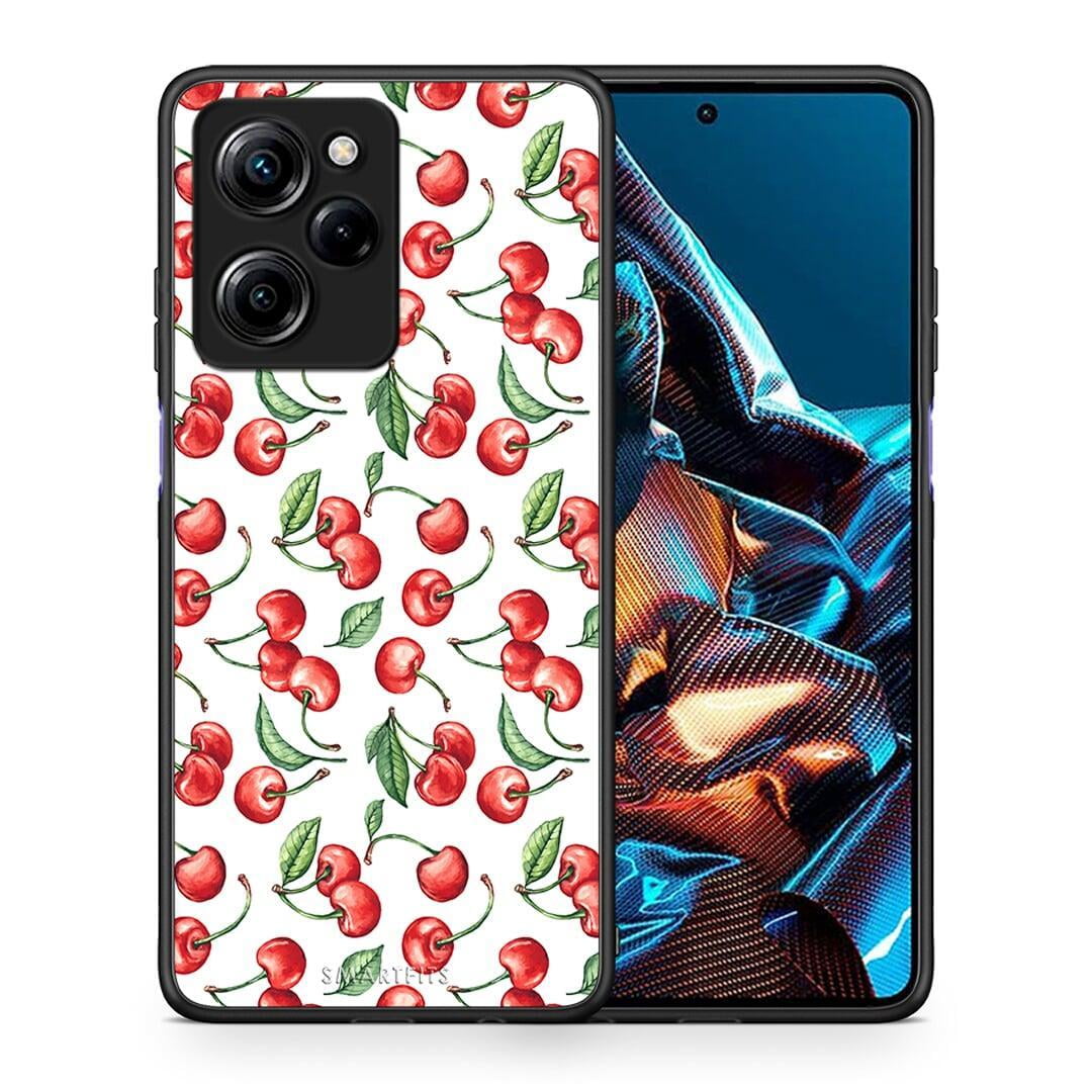 Θήκη Xiaomi Poco X5 Pro 5G Dual Cherry Summer από τη Smartfits με σχέδιο στο πίσω μέρος και μαύρο περίβλημα | Xiaomi Poco X5 Pro 5G Dual Cherry Summer Case with Colorful Back and Black Bezels