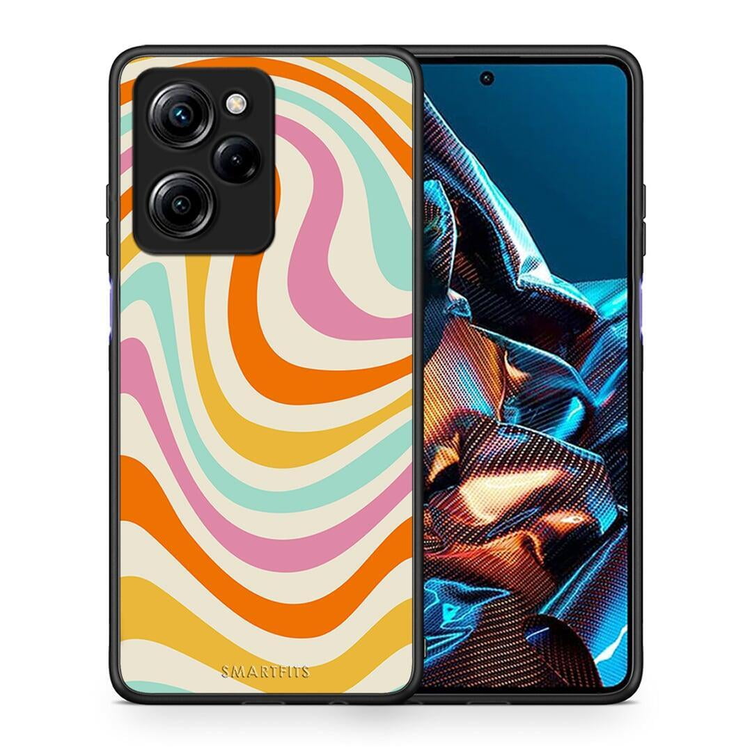 Θήκη Xiaomi Poco X5 Pro 5G Dual Colourful Waves από τη Smartfits με σχέδιο στο πίσω μέρος και μαύρο περίβλημα | Xiaomi Poco X5 Pro 5G Dual Colourful Waves Case with Colorful Back and Black Bezels