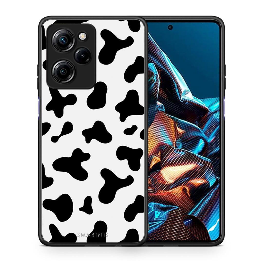 Θήκη Xiaomi Poco X5 Pro 5G Dual Cow Print από τη Smartfits με σχέδιο στο πίσω μέρος και μαύρο περίβλημα | Xiaomi Poco X5 Pro 5G Dual Cow Print Case with Colorful Back and Black Bezels