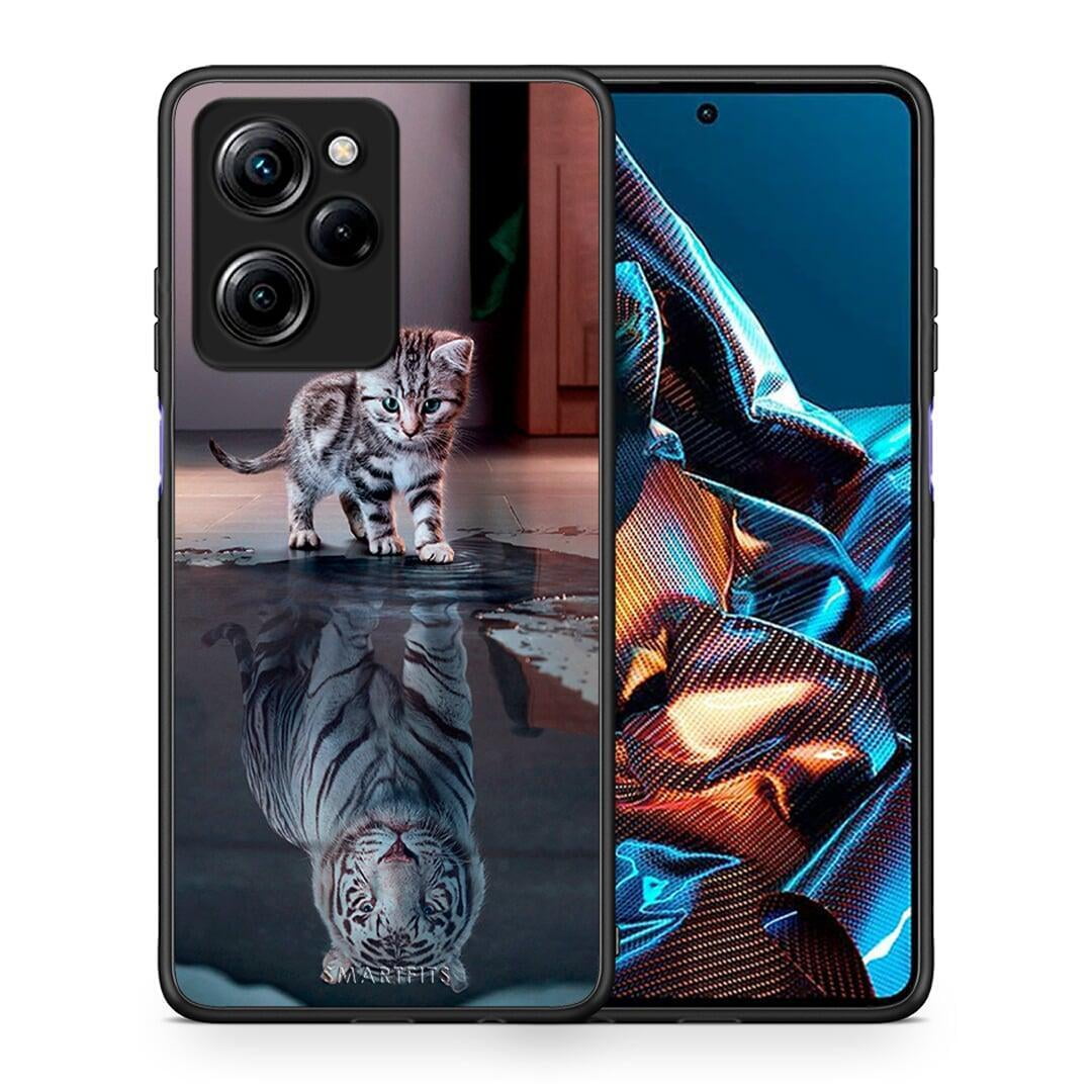 Θήκη Xiaomi Poco X5 Pro 5G Dual Cute Tiger από τη Smartfits με σχέδιο στο πίσω μέρος και μαύρο περίβλημα | Xiaomi Poco X5 Pro 5G Dual Cute Tiger Case with Colorful Back and Black Bezels