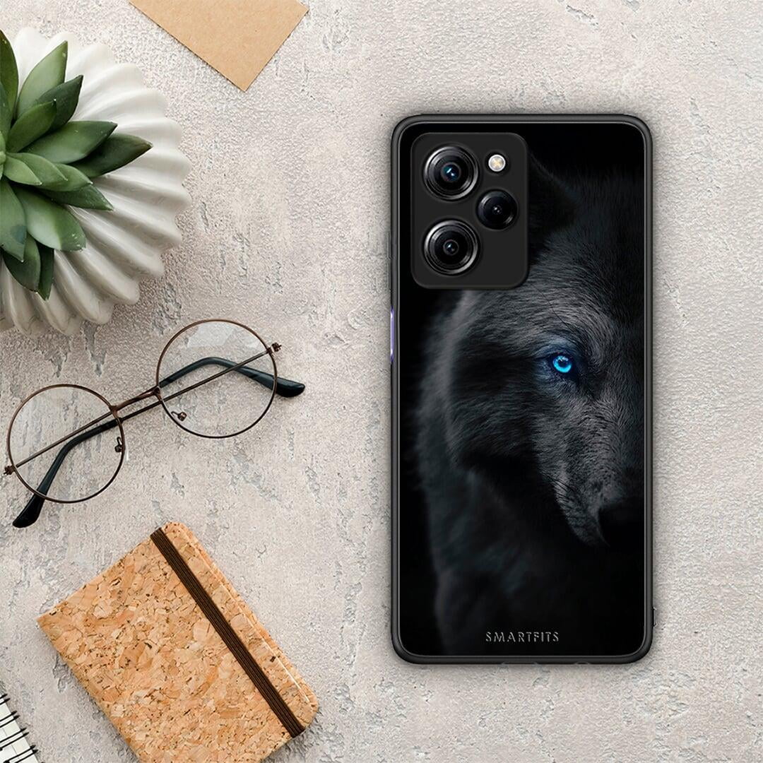 Θήκη Xiaomi Poco X5 Pro 5G Dual Dark Wolf από τη Smartfits με σχέδιο στο πίσω μέρος και μαύρο περίβλημα | Xiaomi Poco X5 Pro 5G Dual Dark Wolf Case with Colorful Back and Black Bezels