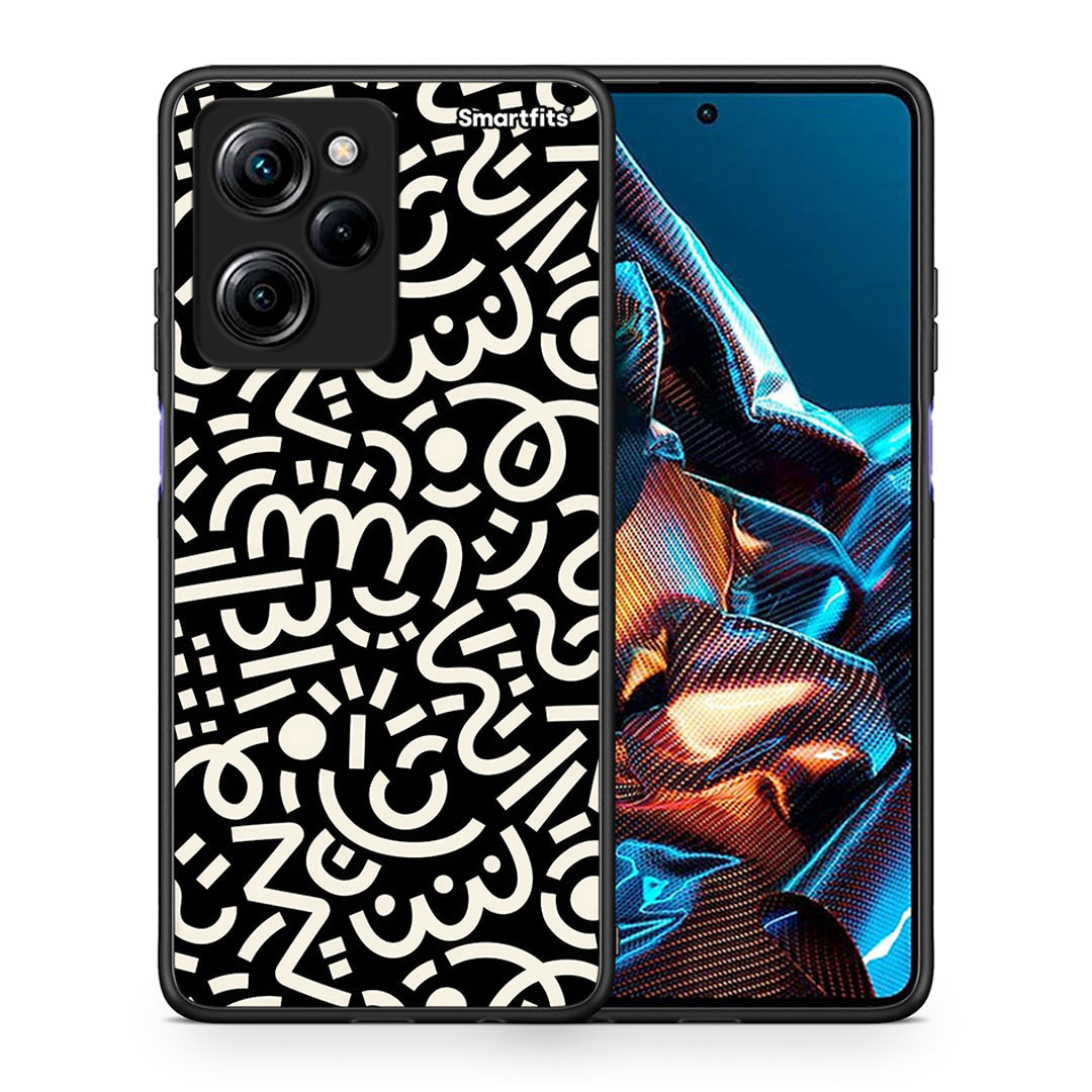 Θήκη Xiaomi Poco X5 Pro 5G Dual Doodle Art από τη Smartfits με σχέδιο στο πίσω μέρος και μαύρο περίβλημα | Xiaomi Poco X5 Pro 5G Dual Doodle Art Case with Colorful Back and Black Bezels