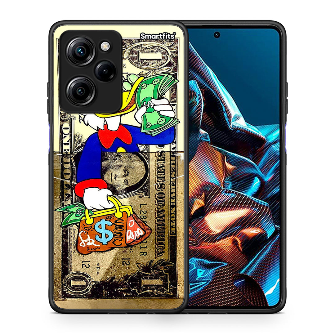 Θήκη Xiaomi Poco X5 Pro 5G Dual Duck Money από τη Smartfits με σχέδιο στο πίσω μέρος και μαύρο περίβλημα | Xiaomi Poco X5 Pro 5G Dual Duck Money Case with Colorful Back and Black Bezels