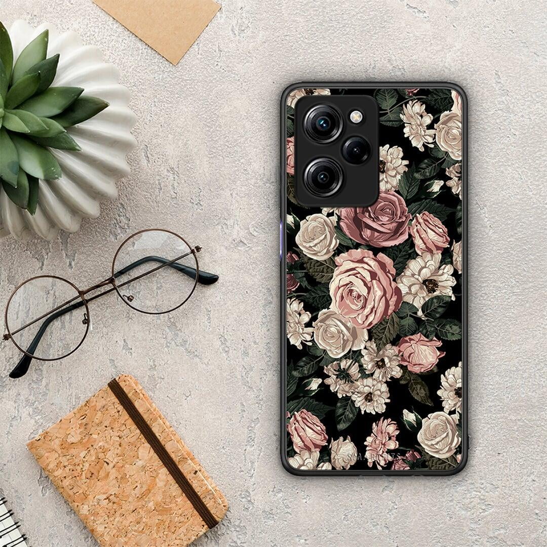 Θήκη Xiaomi Poco X5 Pro 5G Dual Flower Wild Roses από τη Smartfits με σχέδιο στο πίσω μέρος και μαύρο περίβλημα | Xiaomi Poco X5 Pro 5G Dual Flower Wild Roses Case with Colorful Back and Black Bezels