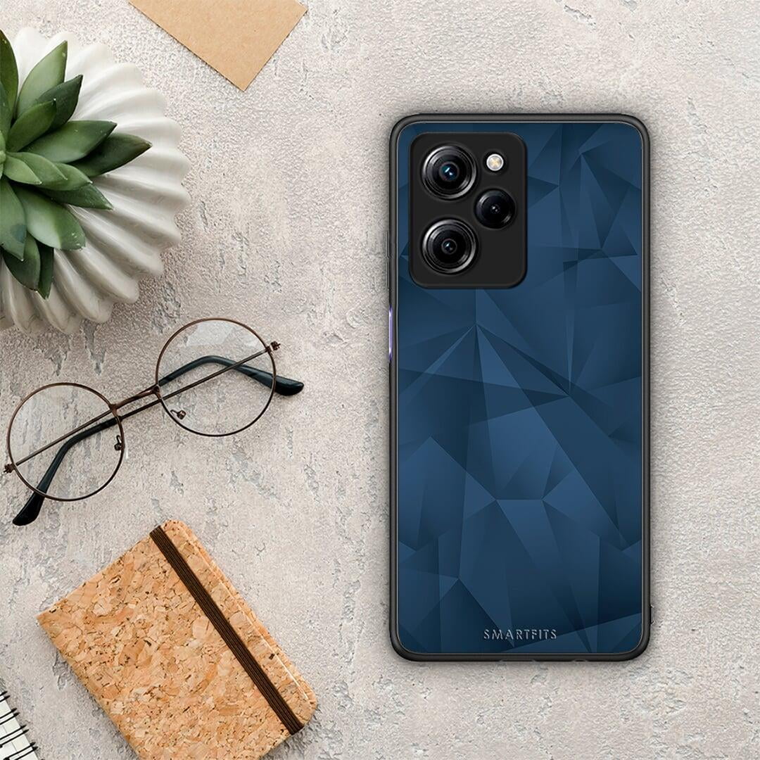 Θήκη Xiaomi Poco X5 Pro 5G Dual Geometric Blue Abstract από τη Smartfits με σχέδιο στο πίσω μέρος και μαύρο περίβλημα | Xiaomi Poco X5 Pro 5G Dual Geometric Blue Abstract Case with Colorful Back and Black Bezels