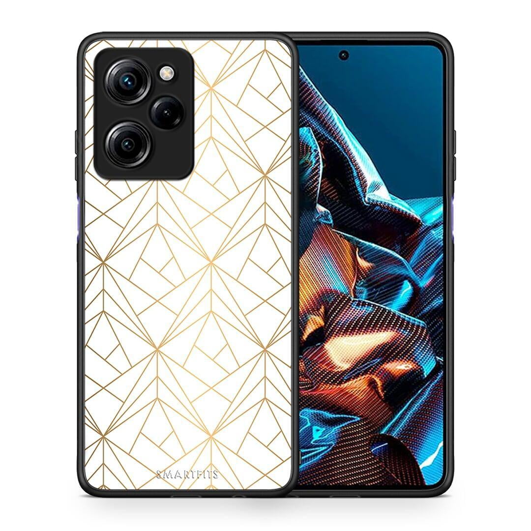 Θήκη Xiaomi Poco X5 Pro 5G Dual Geometric Luxury White από τη Smartfits με σχέδιο στο πίσω μέρος και μαύρο περίβλημα | Xiaomi Poco X5 Pro 5G Dual Geometric Luxury White Case with Colorful Back and Black Bezels