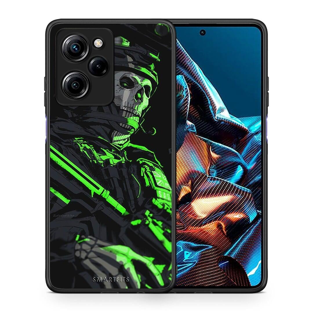 Θήκη Xiaomi Poco X5 Pro 5G Dual Green Soldier από τη Smartfits με σχέδιο στο πίσω μέρος και μαύρο περίβλημα | Xiaomi Poco X5 Pro 5G Dual Green Soldier Case with Colorful Back and Black Bezels