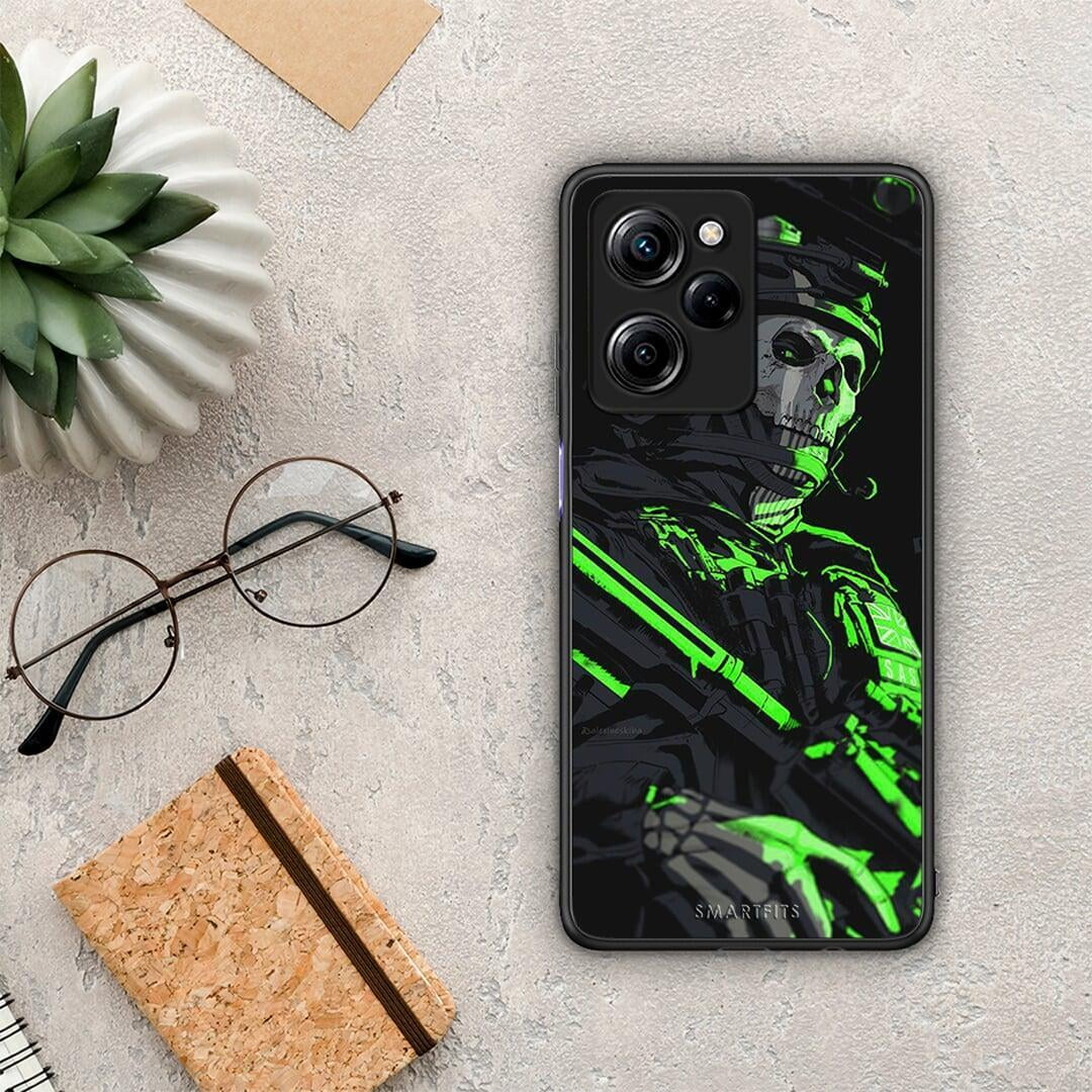 Θήκη Xiaomi Poco X5 Pro 5G Dual Green Soldier από τη Smartfits με σχέδιο στο πίσω μέρος και μαύρο περίβλημα | Xiaomi Poco X5 Pro 5G Dual Green Soldier Case with Colorful Back and Black Bezels