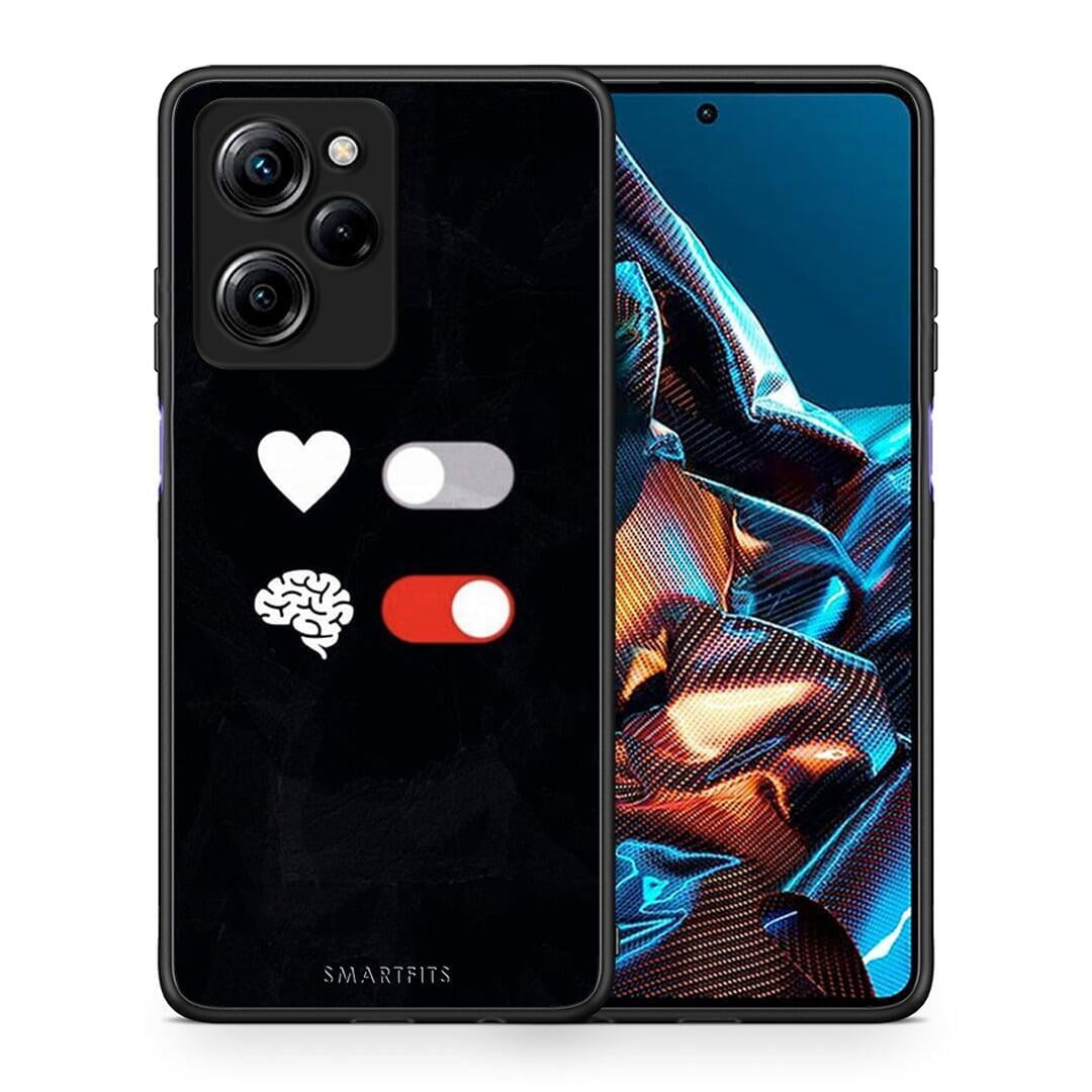 Θήκη Xiaomi Poco X5 Pro 5G Dual Heart Vs Brain από τη Smartfits με σχέδιο στο πίσω μέρος και μαύρο περίβλημα | Xiaomi Poco X5 Pro 5G Dual Heart Vs Brain Case with Colorful Back and Black Bezels