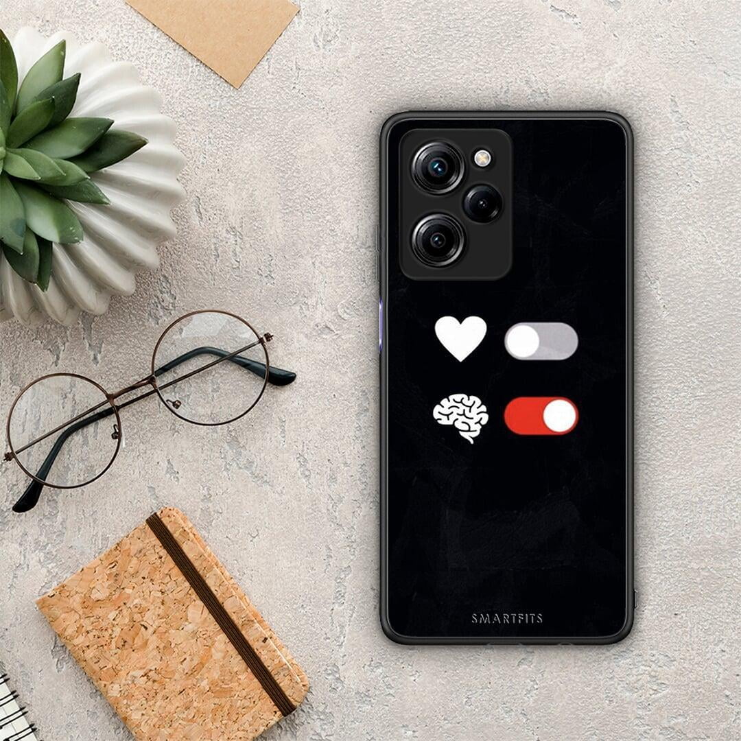 Θήκη Xiaomi Poco X5 Pro 5G Dual Heart Vs Brain από τη Smartfits με σχέδιο στο πίσω μέρος και μαύρο περίβλημα | Xiaomi Poco X5 Pro 5G Dual Heart Vs Brain Case with Colorful Back and Black Bezels