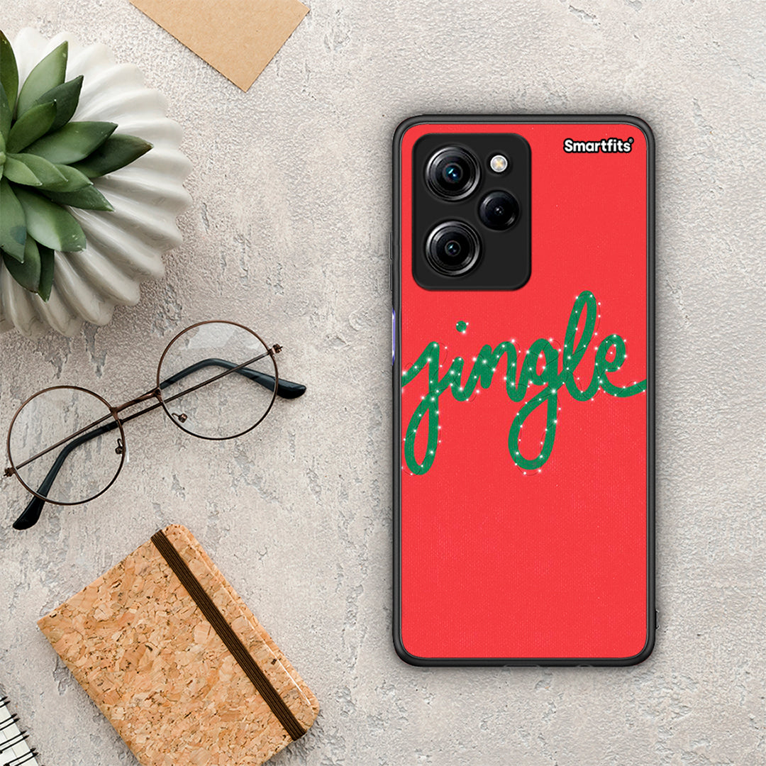 Θήκη Xiaomi Poco X5 Pro 5G Dual Jingle Xmas από τη Smartfits με σχέδιο στο πίσω μέρος και μαύρο περίβλημα | Xiaomi Poco X5 Pro 5G Dual Jingle Xmas Case with Colorful Back and Black Bezels