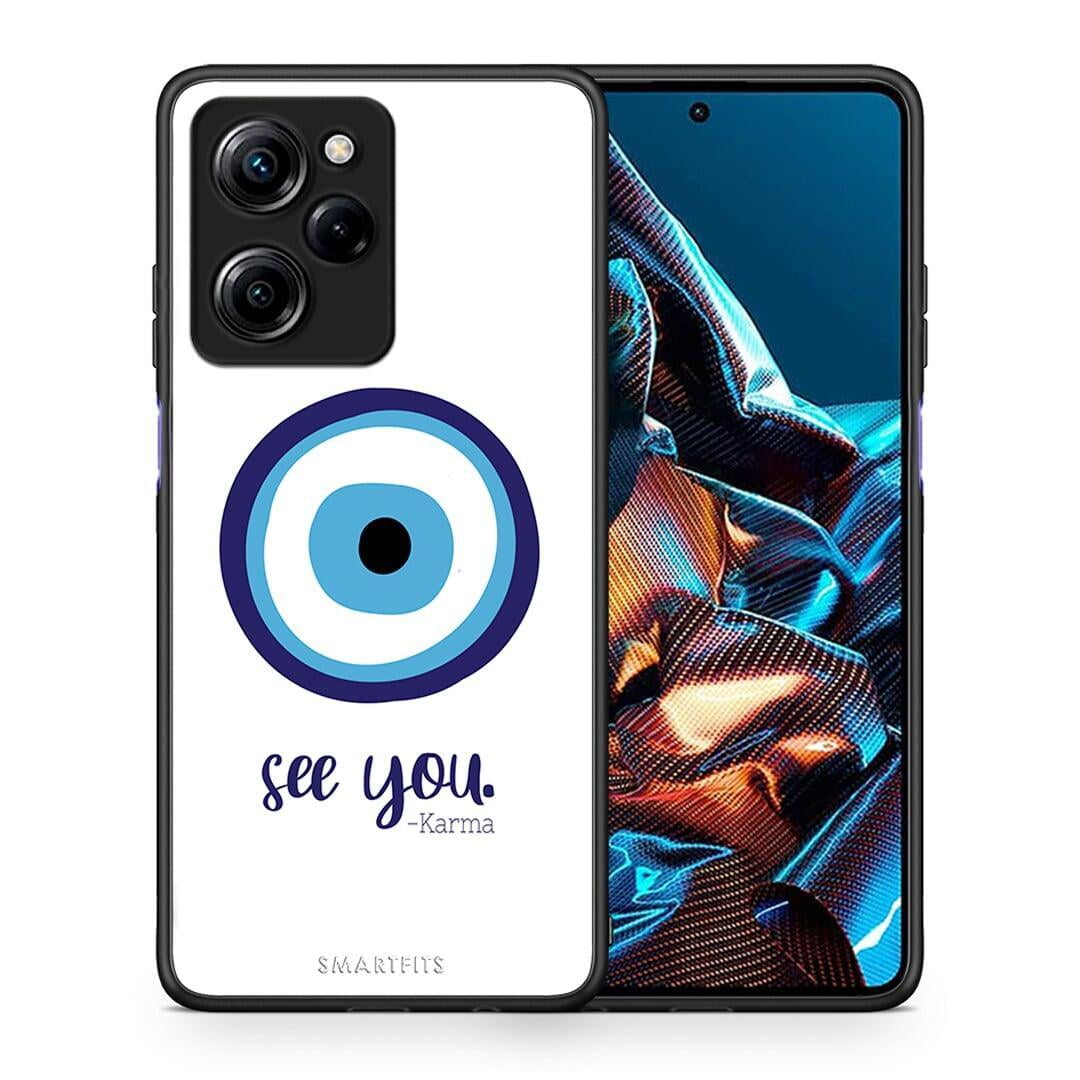 Θήκη Xiaomi Poco X5 Pro 5G Dual Karma Says από τη Smartfits με σχέδιο στο πίσω μέρος και μαύρο περίβλημα | Xiaomi Poco X5 Pro 5G Dual Karma Says Case with Colorful Back and Black Bezels