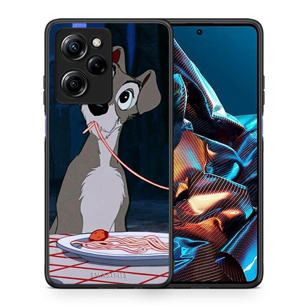 Θήκη Xiaomi Poco X5 Pro 5G Dual Lady And Tramp 1 από τη Smartfits με σχέδιο στο πίσω μέρος και μαύρο περίβλημα | Xiaomi Poco X5 Pro 5G Dual Lady And Tramp 1 Case with Colorful Back and Black Bezels