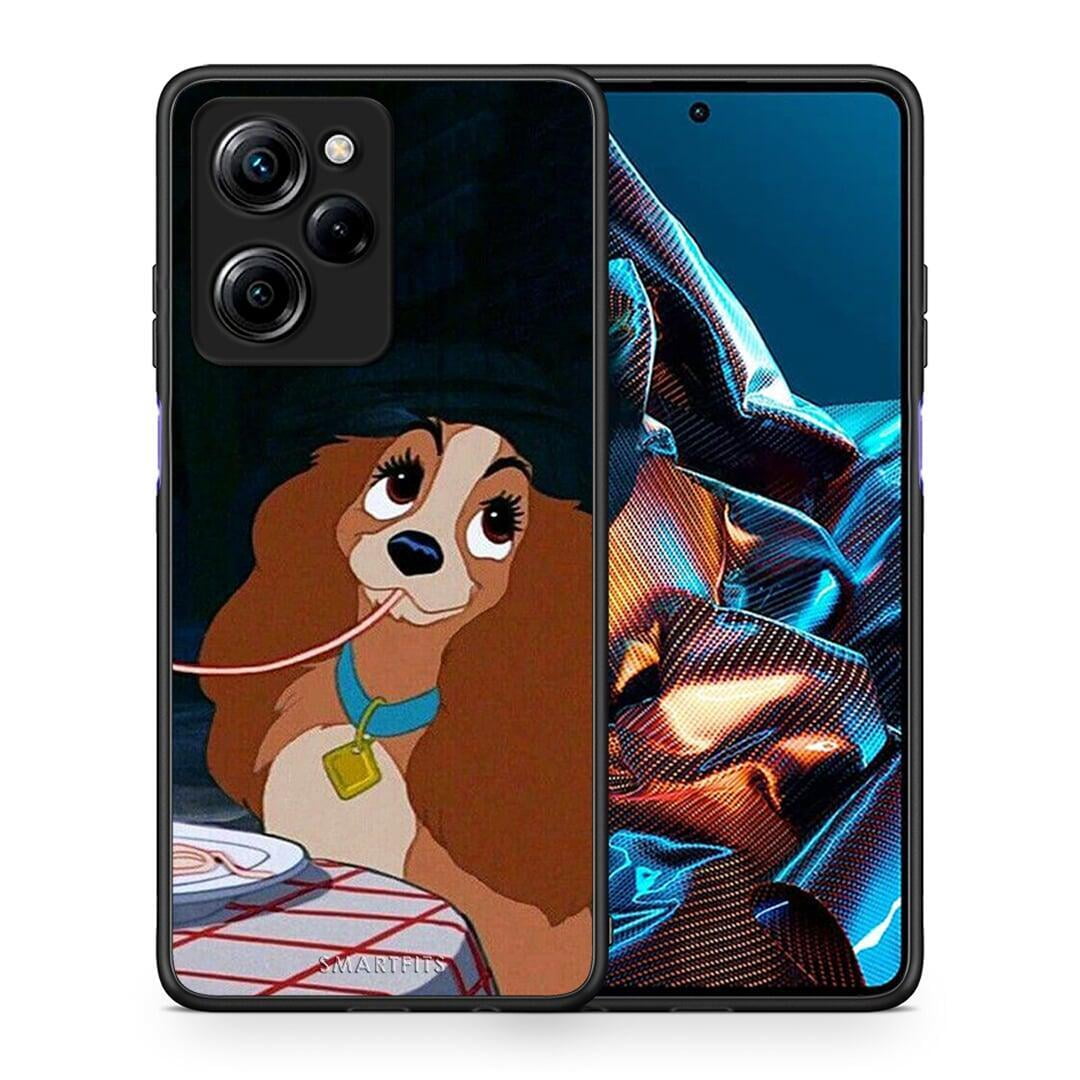 Θήκη Xiaomi Poco X5 Pro 5G Dual Lady And Tramp 2 από τη Smartfits με σχέδιο στο πίσω μέρος και μαύρο περίβλημα | Xiaomi Poco X5 Pro 5G Dual Lady And Tramp 2 Case with Colorful Back and Black Bezels