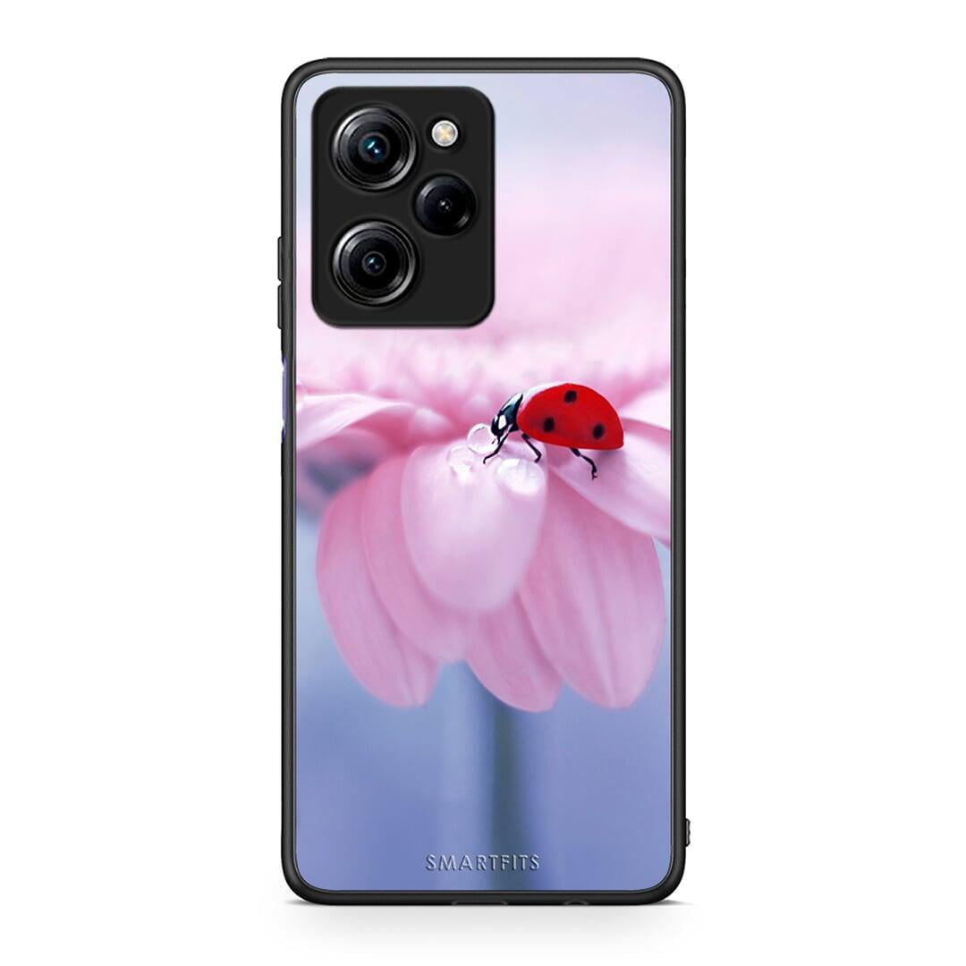 Θήκη Xiaomi Poco X5 Pro 5G Dual Ladybug Flower από τη Smartfits με σχέδιο στο πίσω μέρος και μαύρο περίβλημα | Xiaomi Poco X5 Pro 5G Dual Ladybug Flower Case with Colorful Back and Black Bezels