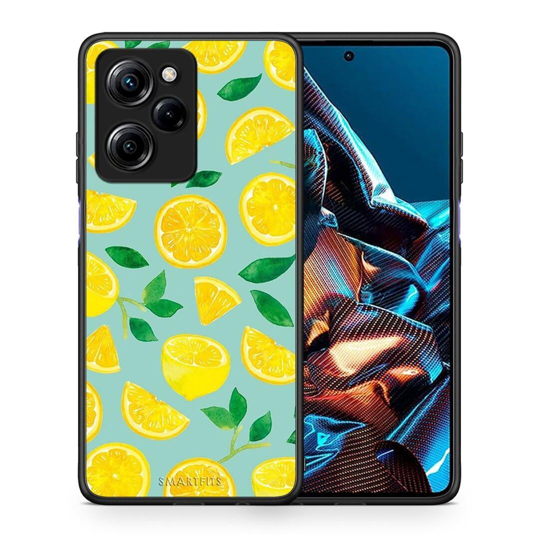 Θήκη Xiaomi Poco X5 Pro 5G Dual Lemons από τη Smartfits με σχέδιο στο πίσω μέρος και μαύρο περίβλημα | Xiaomi Poco X5 Pro 5G Dual Lemons Case with Colorful Back and Black Bezels