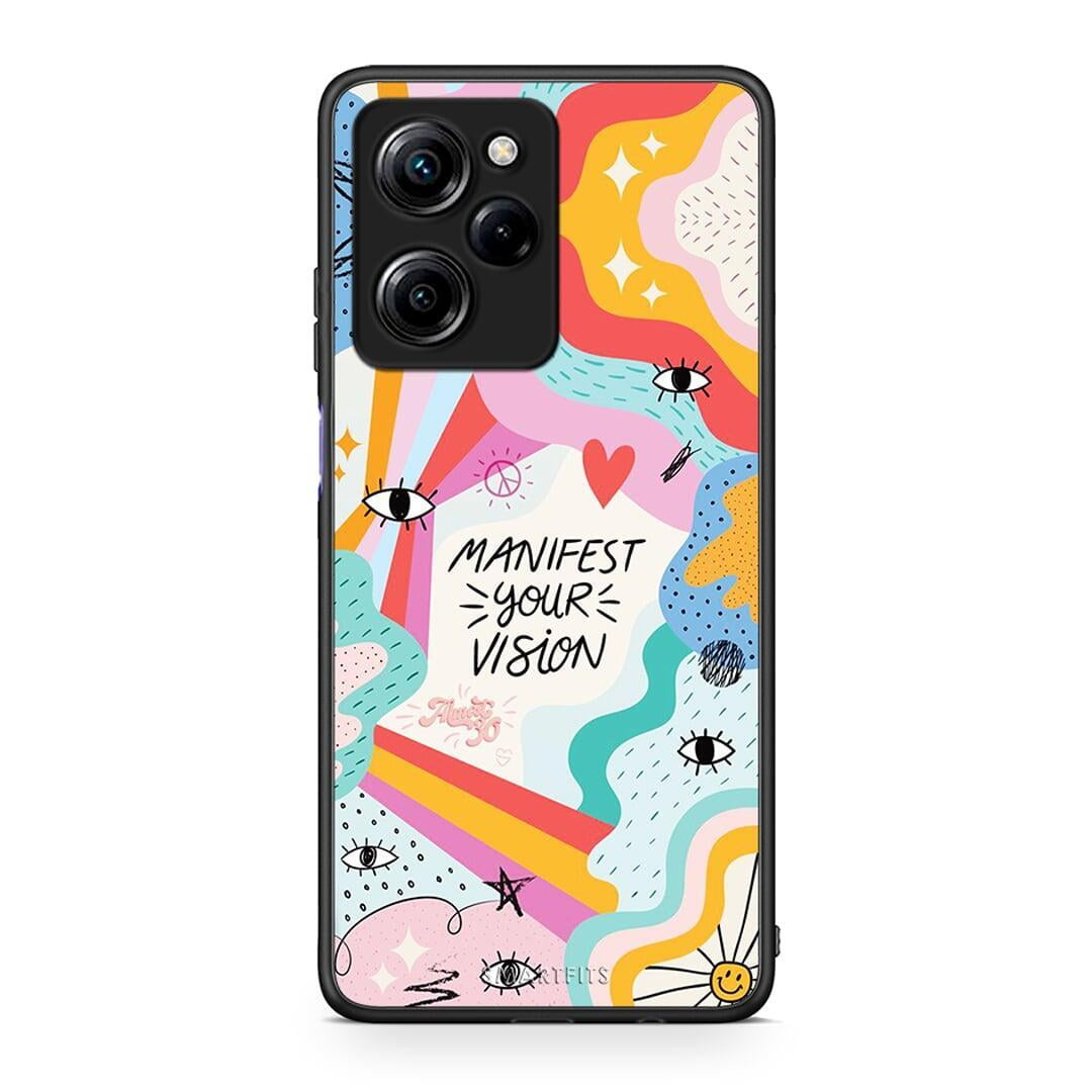 Θήκη Xiaomi Poco X5 Pro 5G Dual Manifest Your Vision από τη Smartfits με σχέδιο στο πίσω μέρος και μαύρο περίβλημα | Xiaomi Poco X5 Pro 5G Dual Manifest Your Vision Case with Colorful Back and Black Bezels