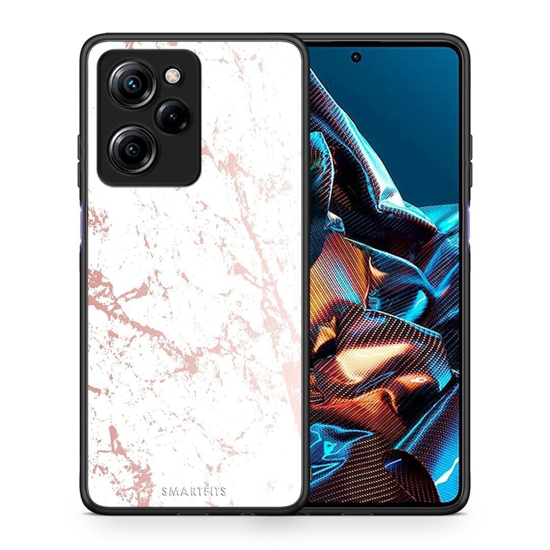 Θήκη Xiaomi Poco X5 Pro 5G Dual Marble Pink Splash από τη Smartfits με σχέδιο στο πίσω μέρος και μαύρο περίβλημα | Xiaomi Poco X5 Pro 5G Dual Marble Pink Splash Case with Colorful Back and Black Bezels