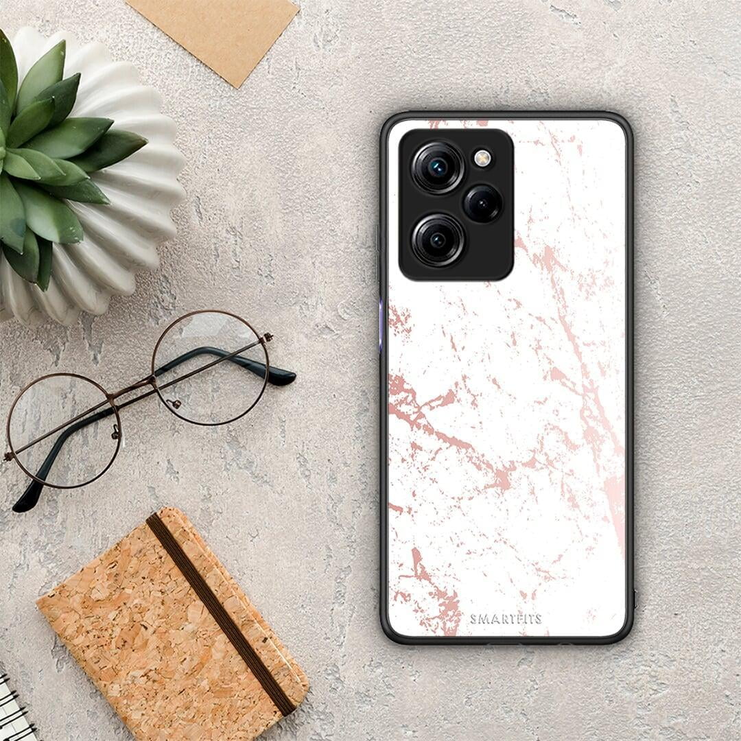 Θήκη Xiaomi Poco X5 Pro 5G Dual Marble Pink Splash από τη Smartfits με σχέδιο στο πίσω μέρος και μαύρο περίβλημα | Xiaomi Poco X5 Pro 5G Dual Marble Pink Splash Case with Colorful Back and Black Bezels