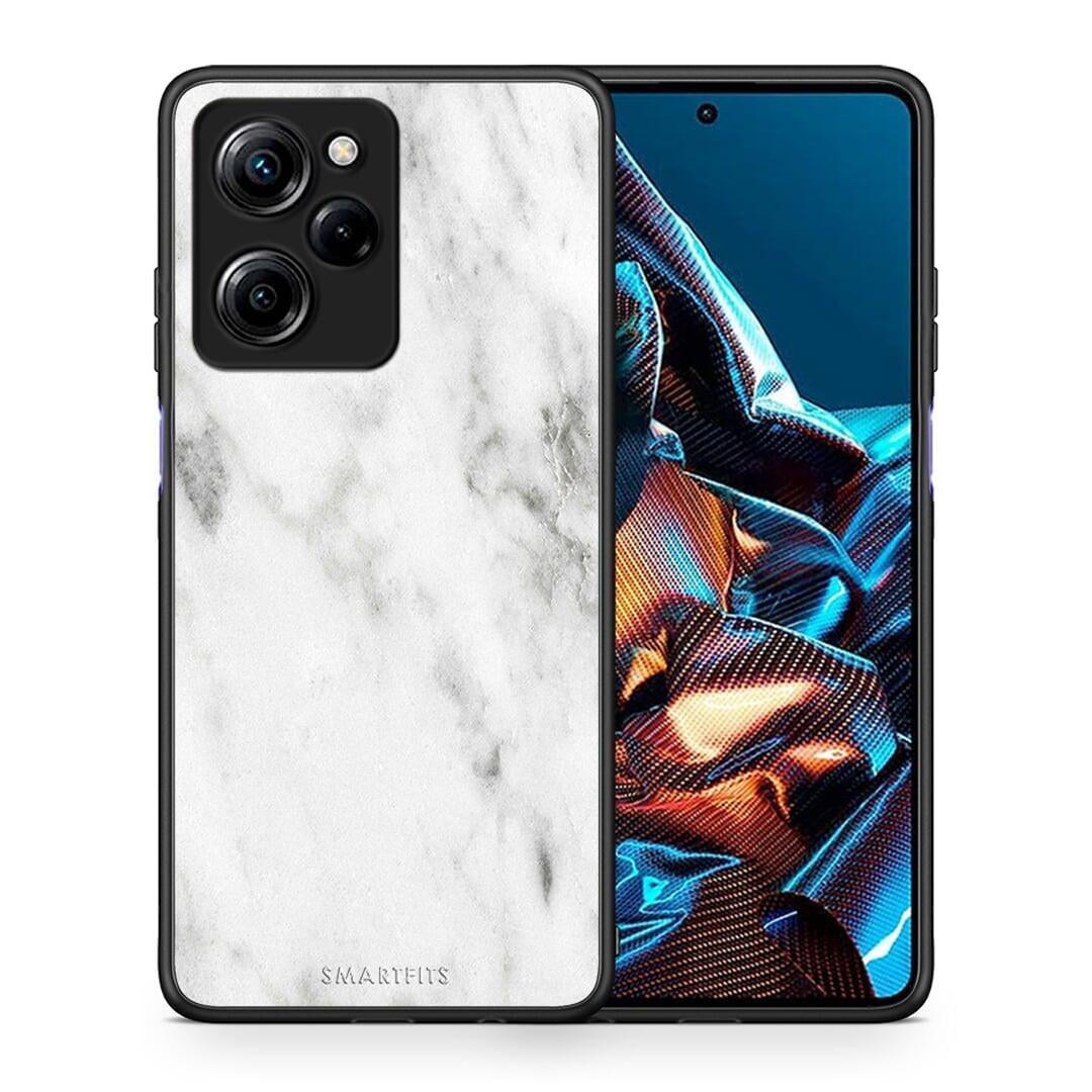 Θήκη Xiaomi Poco X5 Pro 5G Dual Marble White από τη Smartfits με σχέδιο στο πίσω μέρος και μαύρο περίβλημα | Xiaomi Poco X5 Pro 5G Dual Marble White Case with Colorful Back and Black Bezels